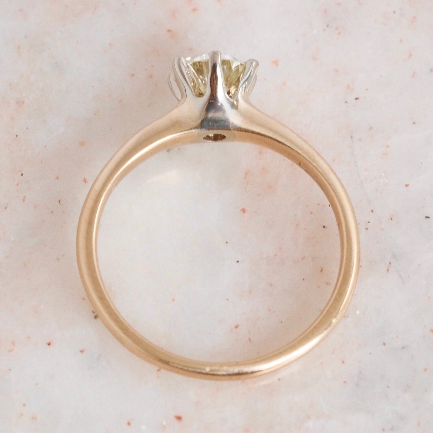 Vintage 14k Gold Old European Cut Diamond Solitaire Ring