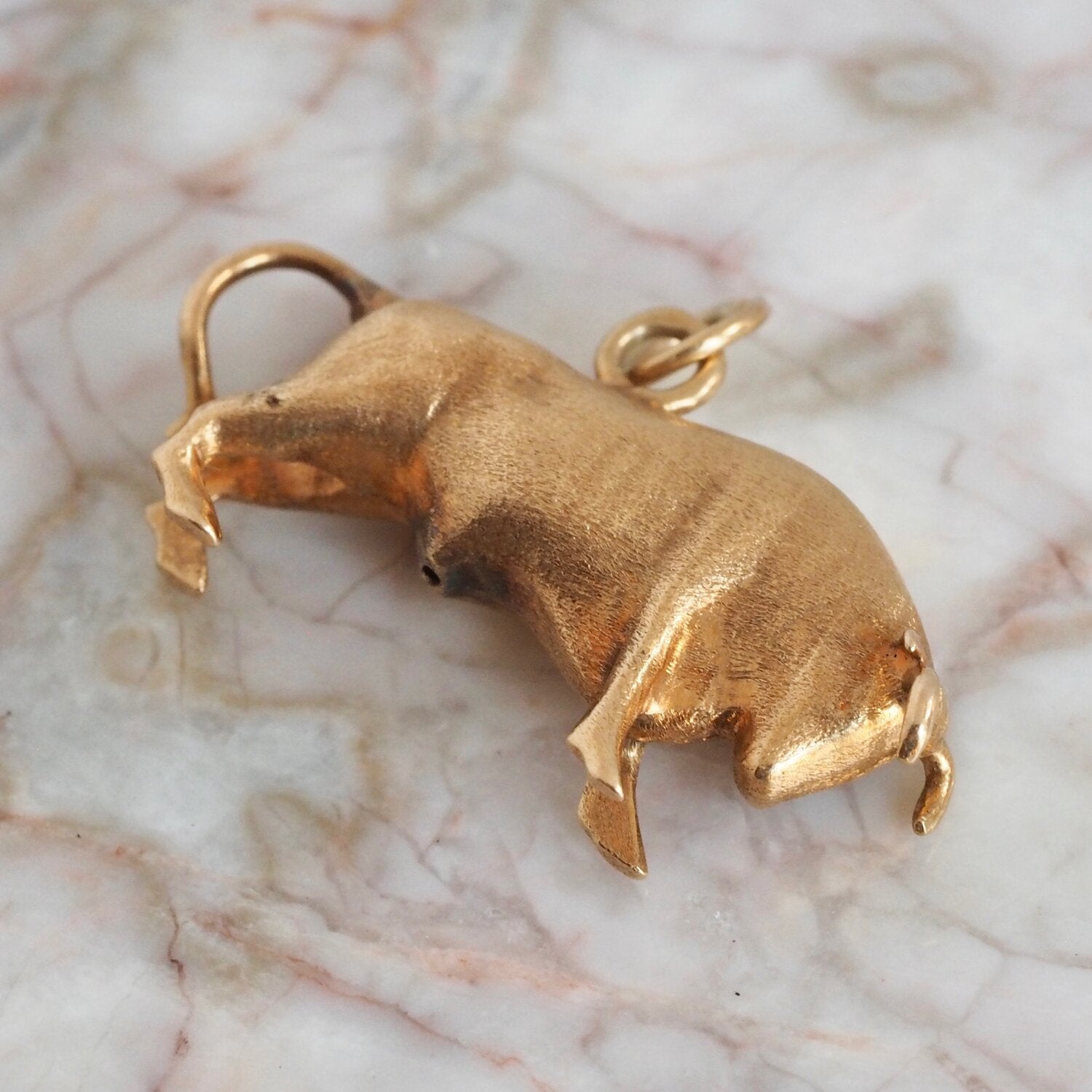 Vintage Portuguese 19k Gold Bull Charm