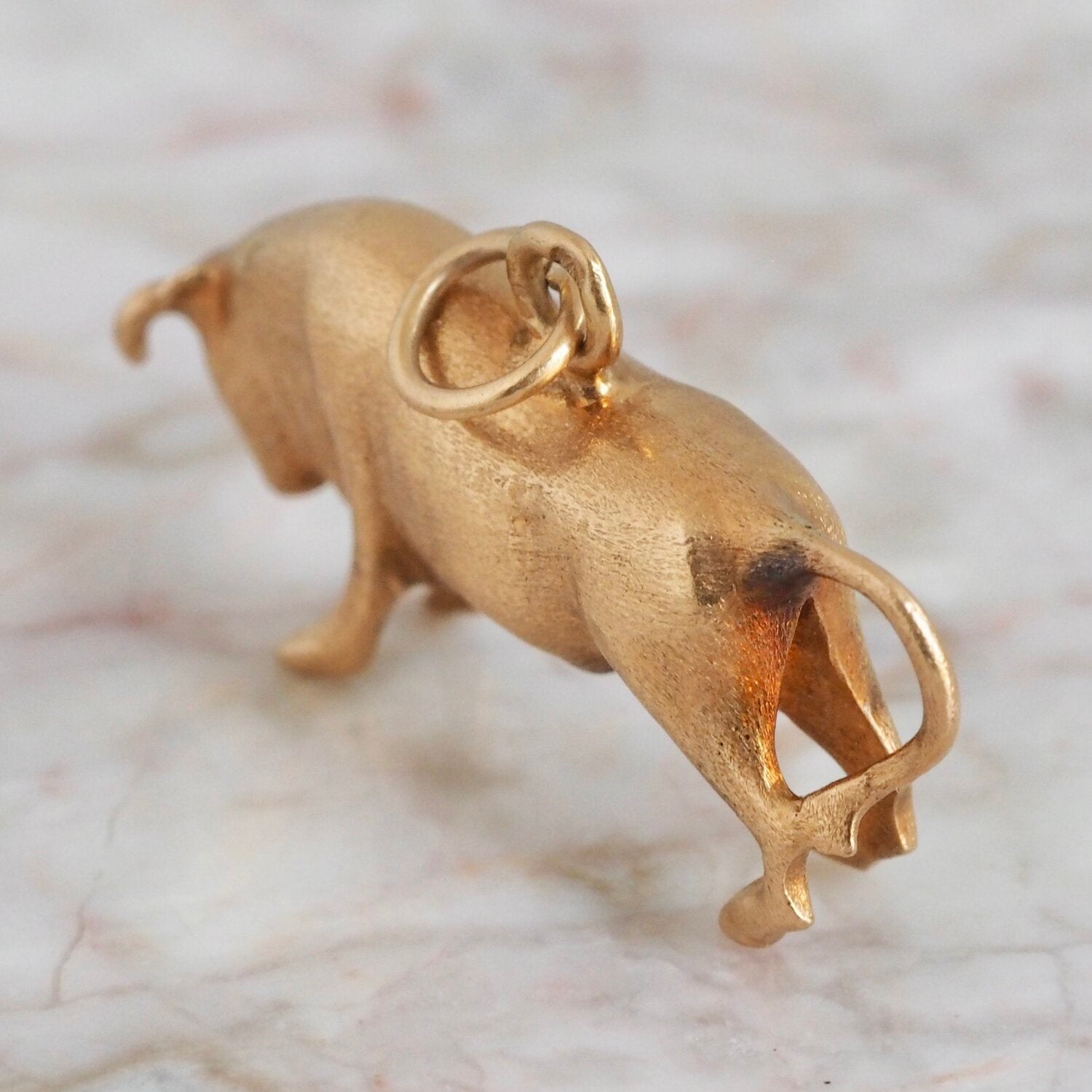 Vintage Portuguese 19k Gold Bull Charm