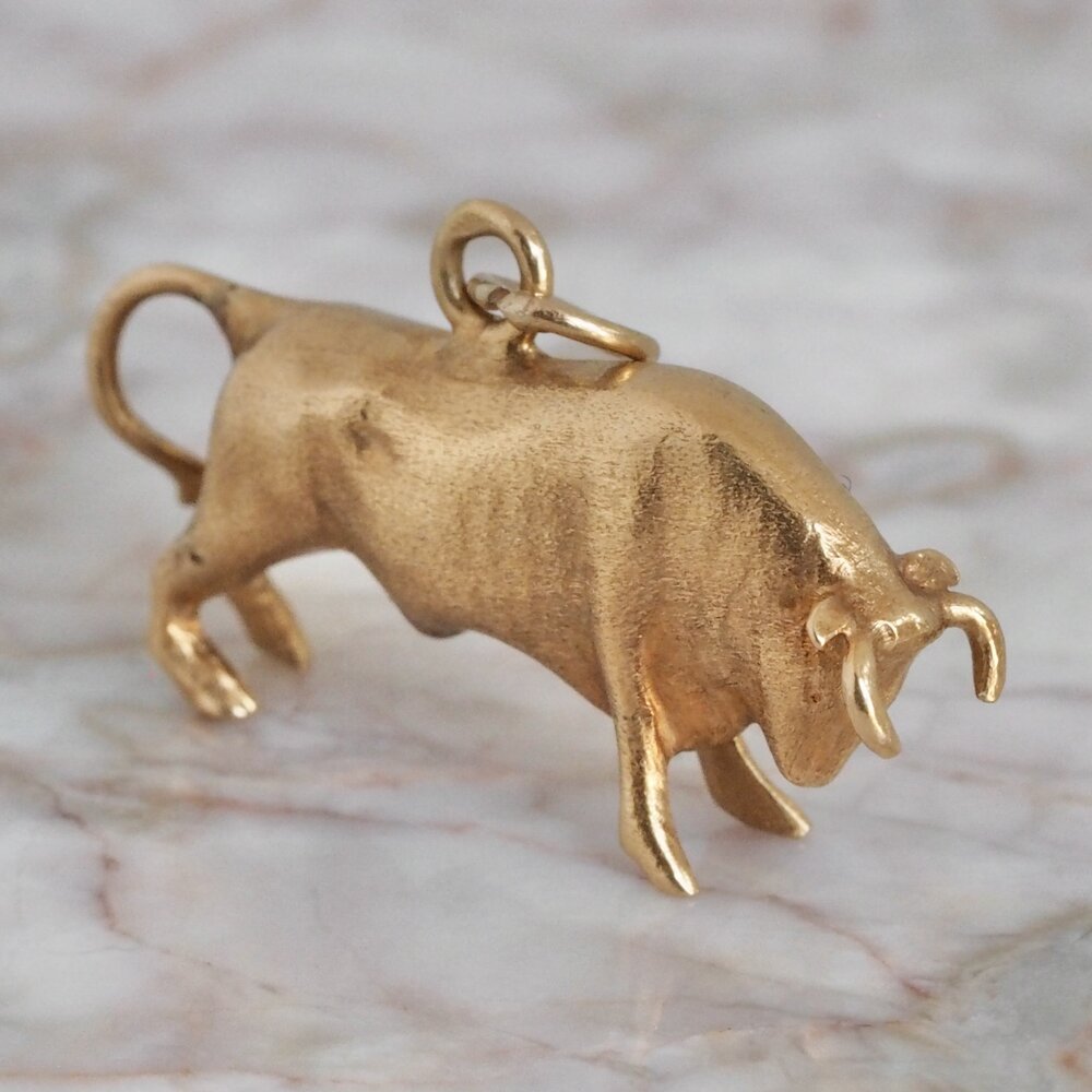 Vintage Portuguese 19k Gold Bull Charm