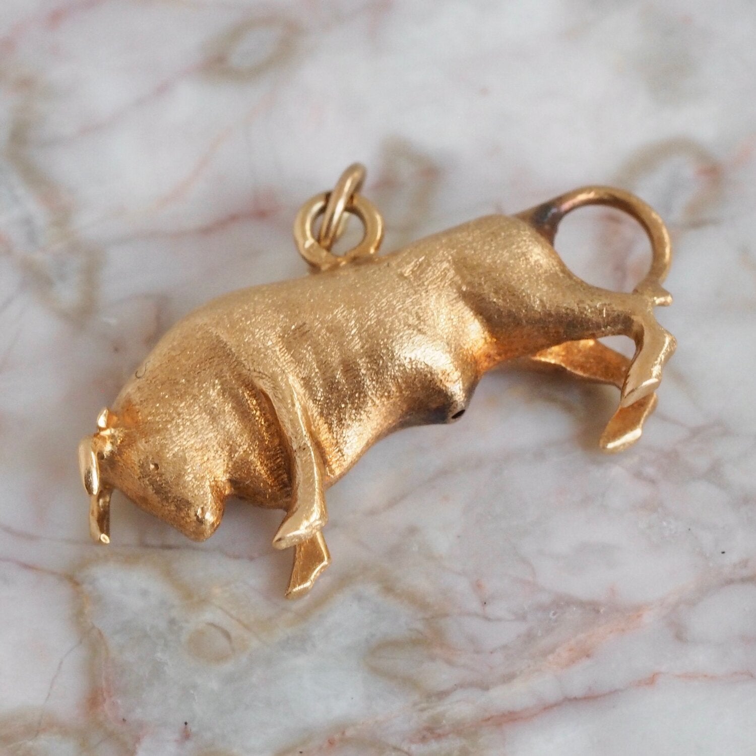 Vintage Portuguese 19k Gold Bull Charm