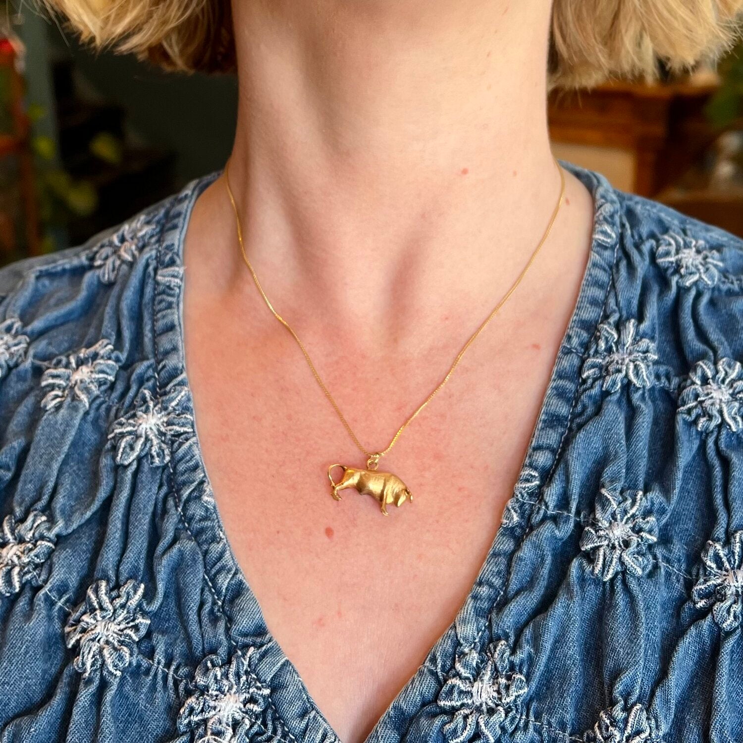 Vintage Portuguese 19k Gold Bull Charm