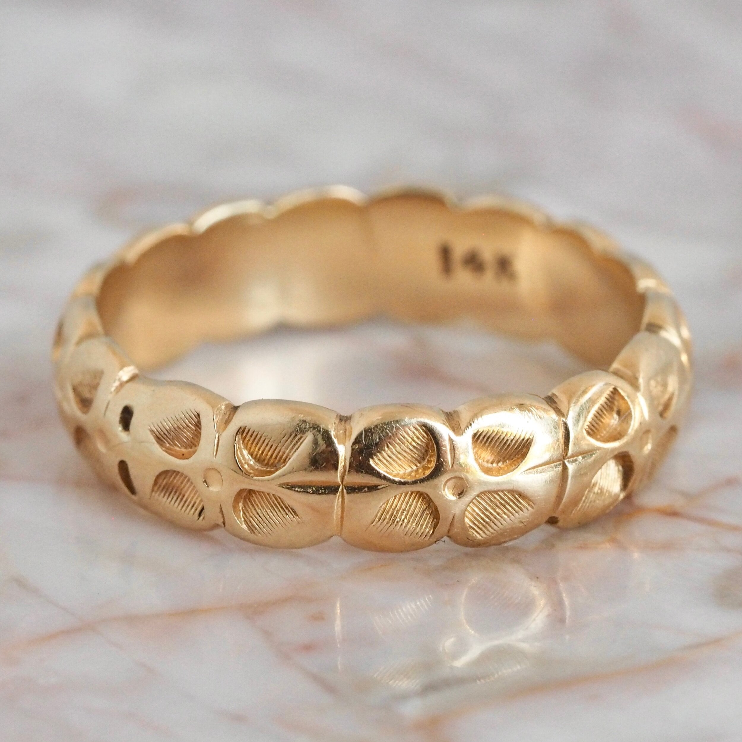 Vintage 14k Gold Chunky Orange Blossom Ring