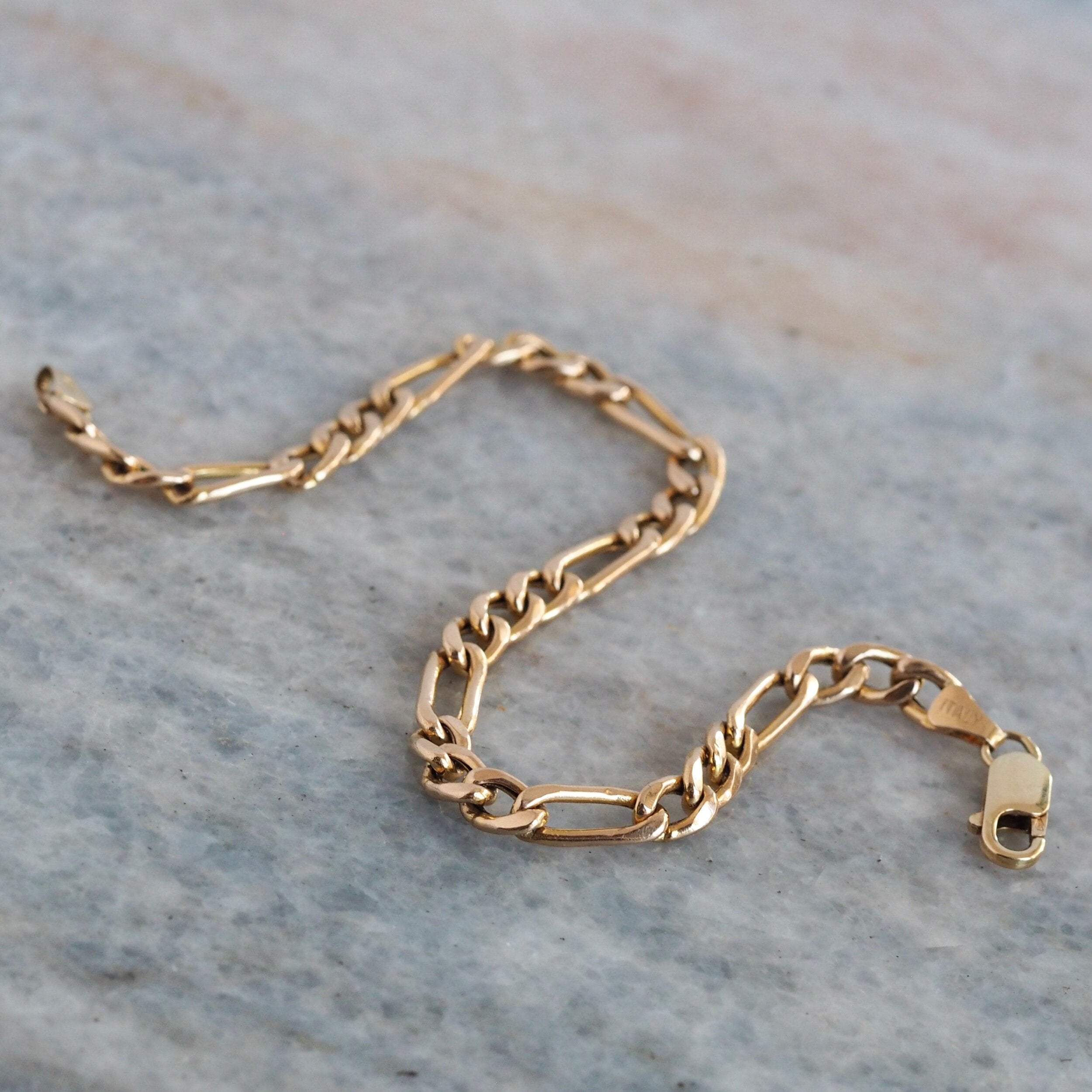 Vintage 14k Gold Italian Figaro 8.5" Bracelet