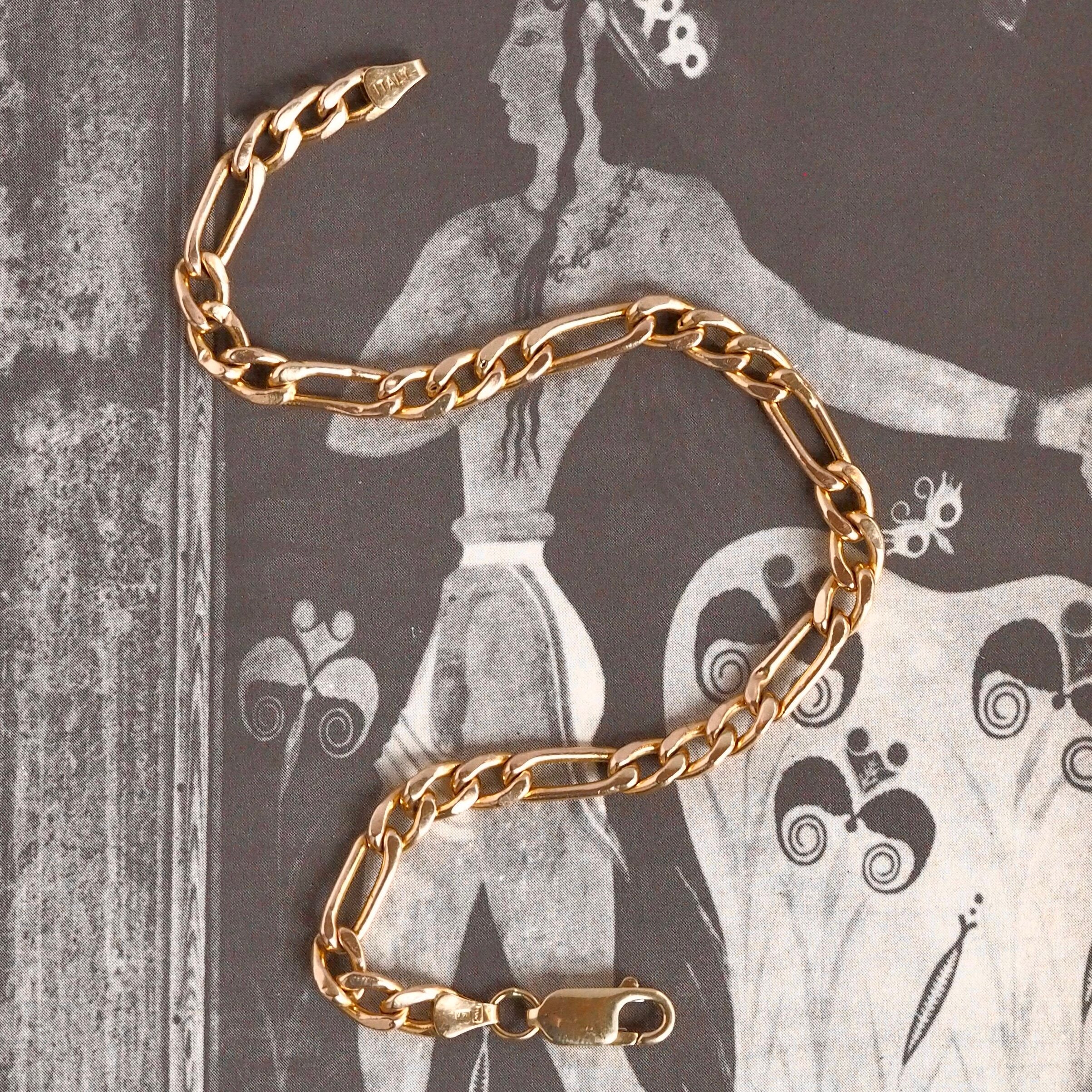 Vintage 14k Gold Italian Figaro 8.5" Bracelet