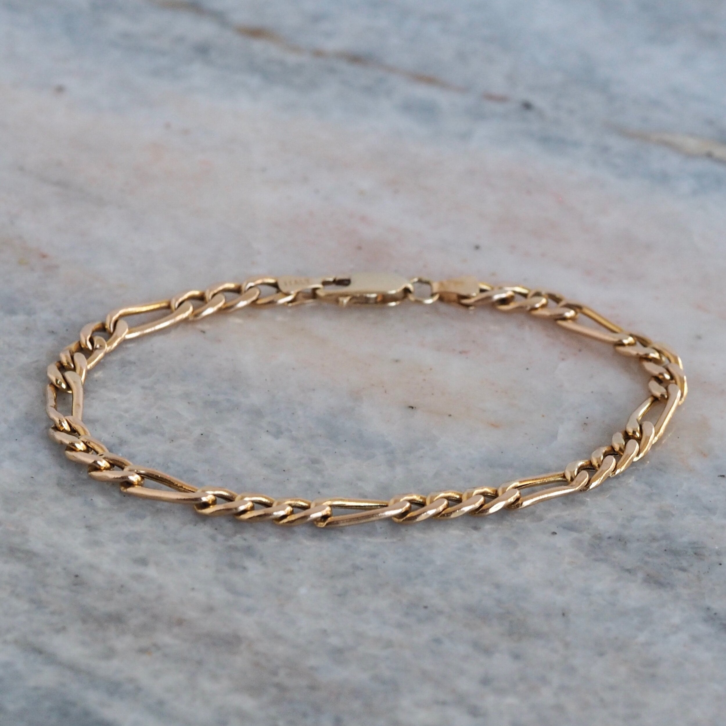 Vintage 14k Gold Italian Figaro 8.5" Bracelet