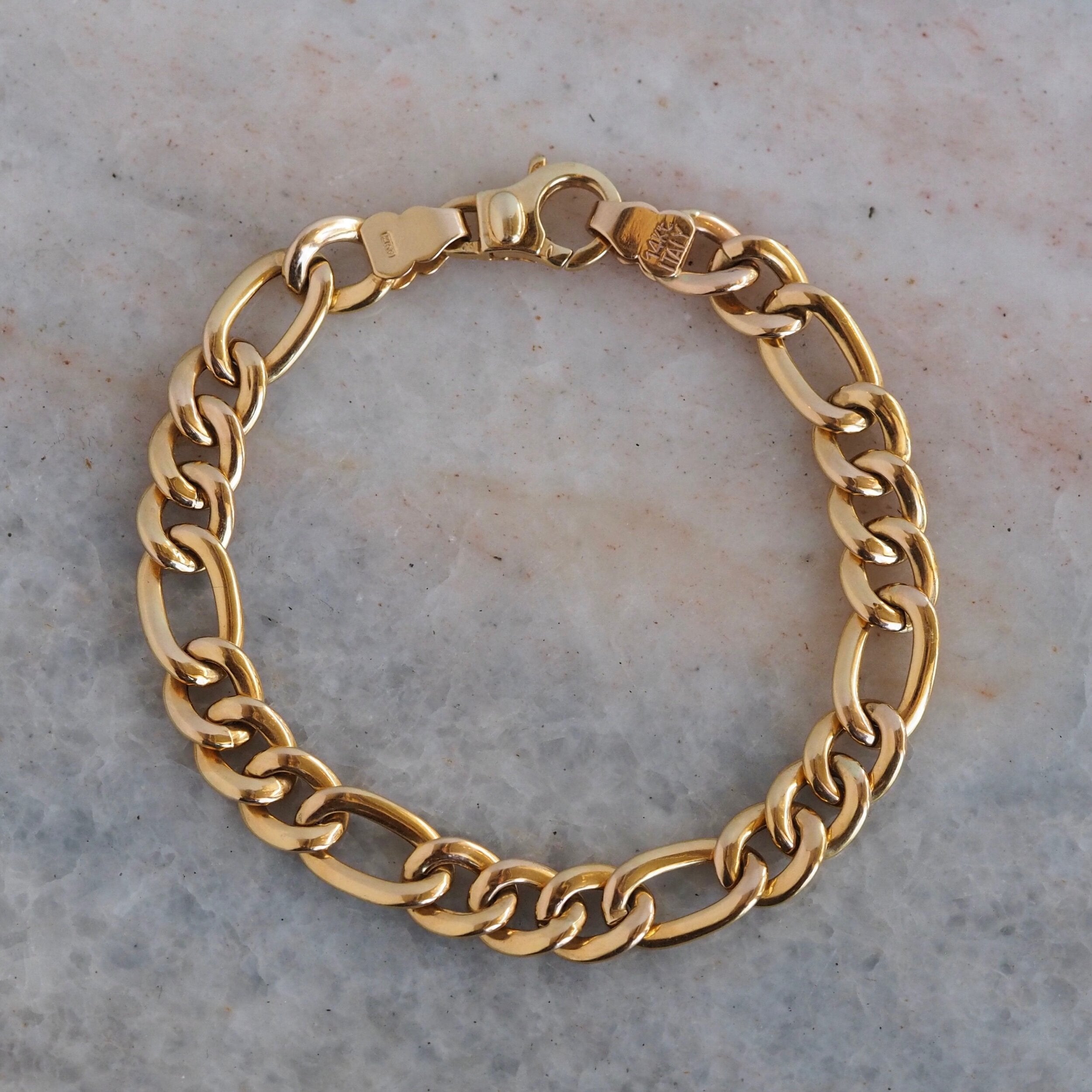 Vintage 14k Gold Italian Figaro Curb Link Bracelet