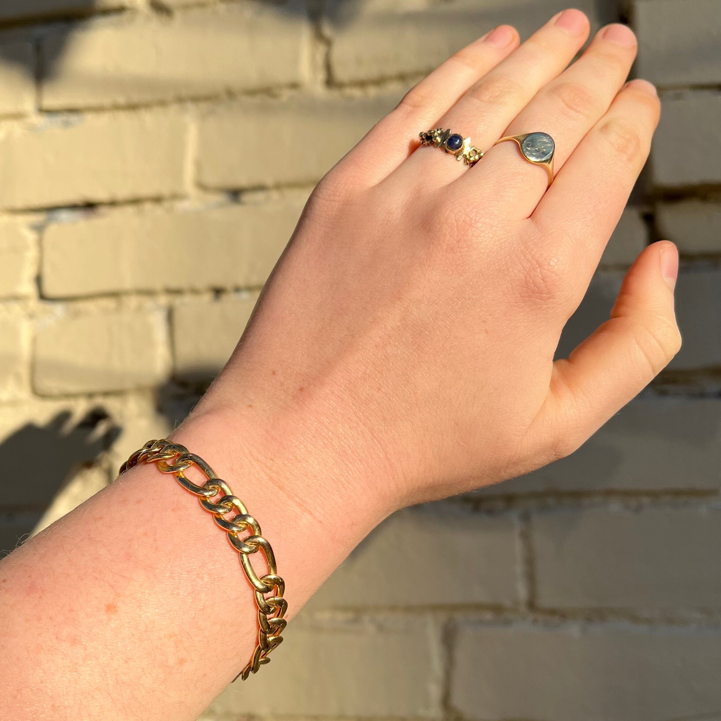 Vintage 14k Gold Italian Figaro Curb Link Bracelet