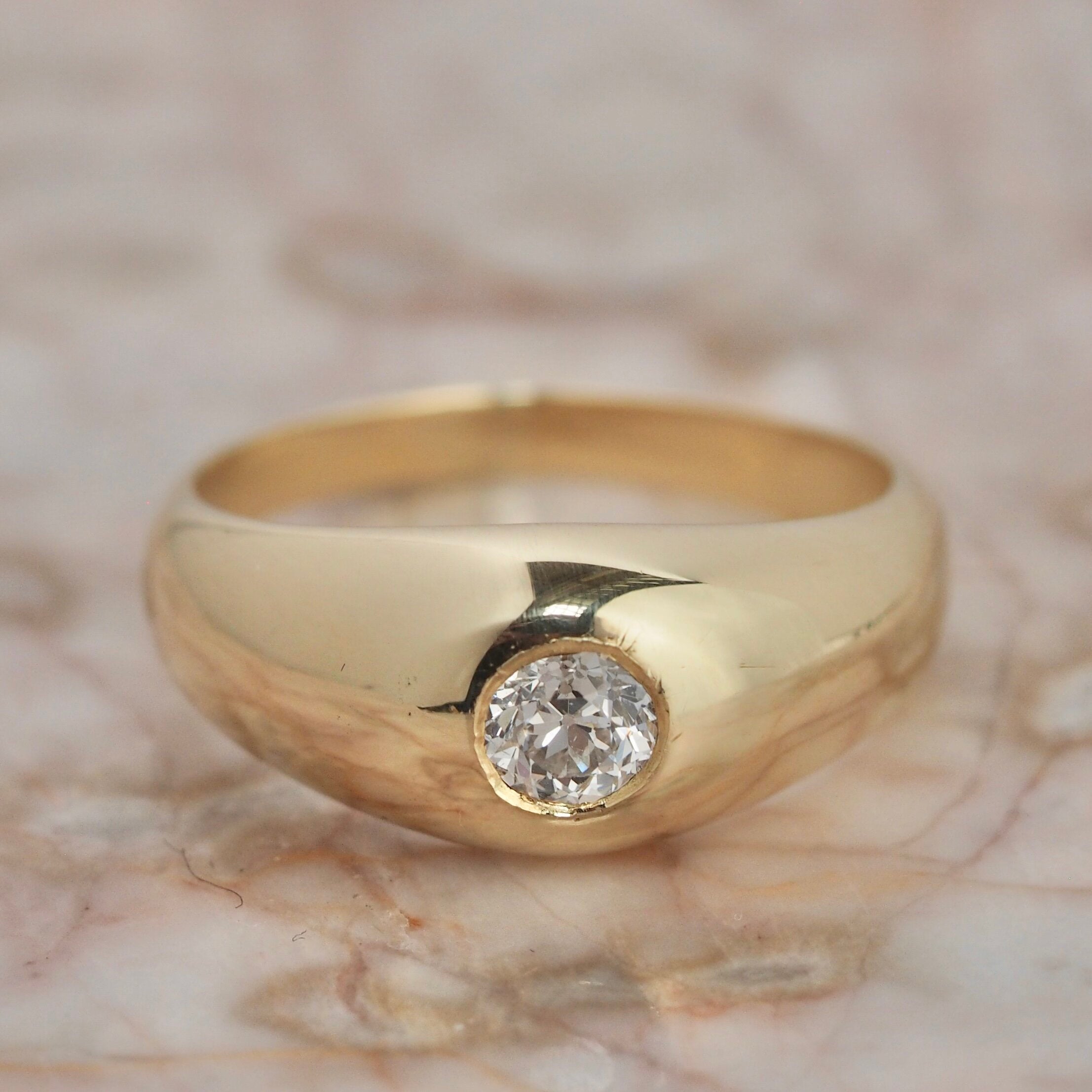 Vintage 14k Gold Old European Cut Dome Ring