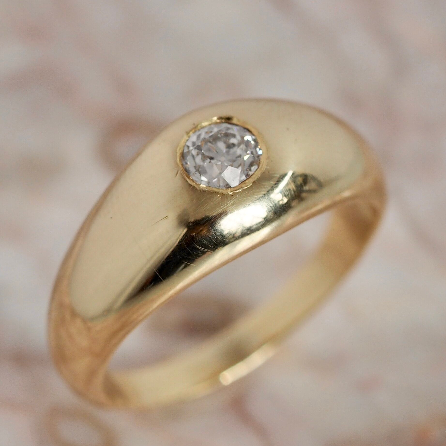 Vintage 14k Gold Old European Cut Dome Ring