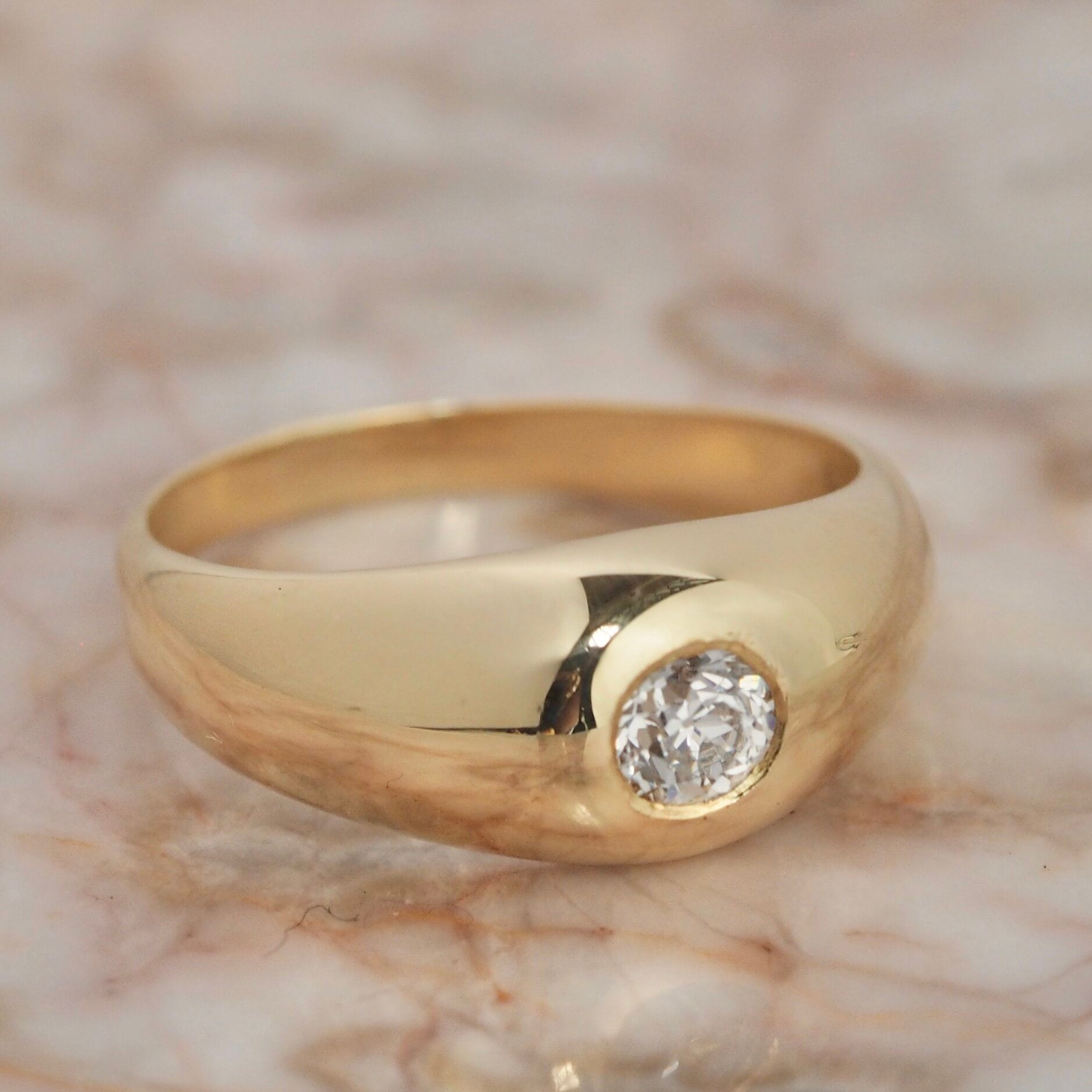 Vintage 14k Gold Old European Cut Dome Ring