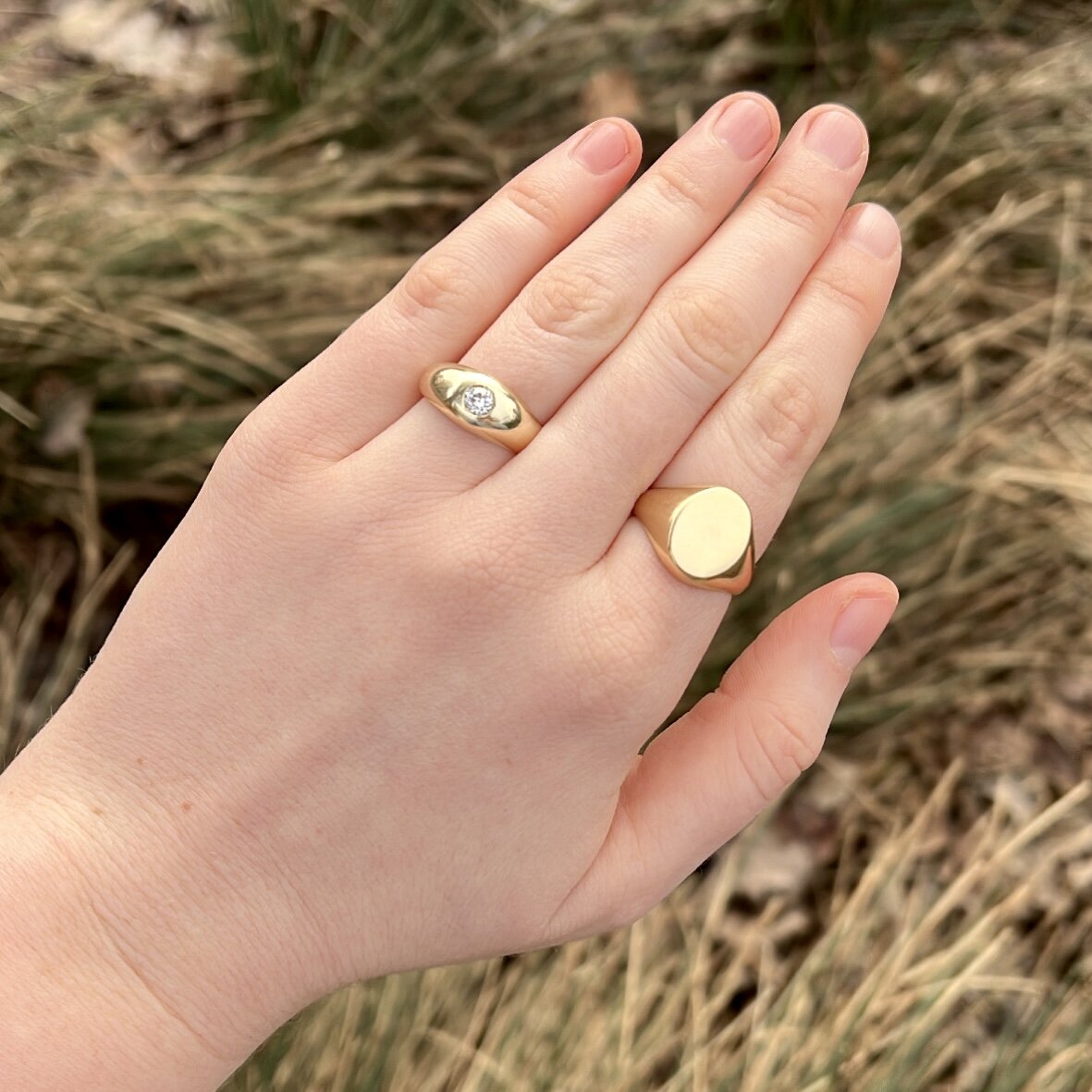 Vintage 14k Gold Old European Cut Dome Ring