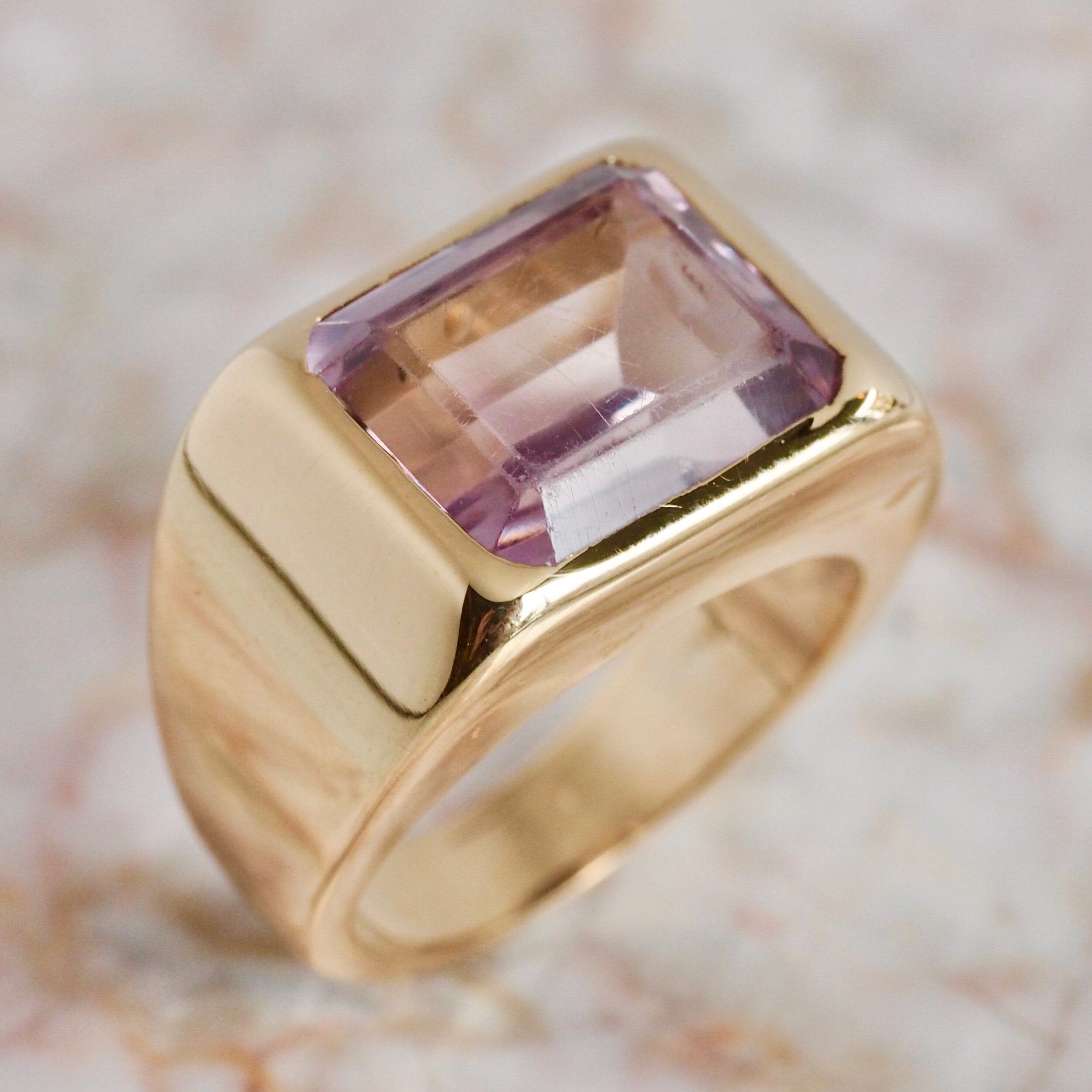 Vintage 14k Gold Rose de France Amethyst Ring