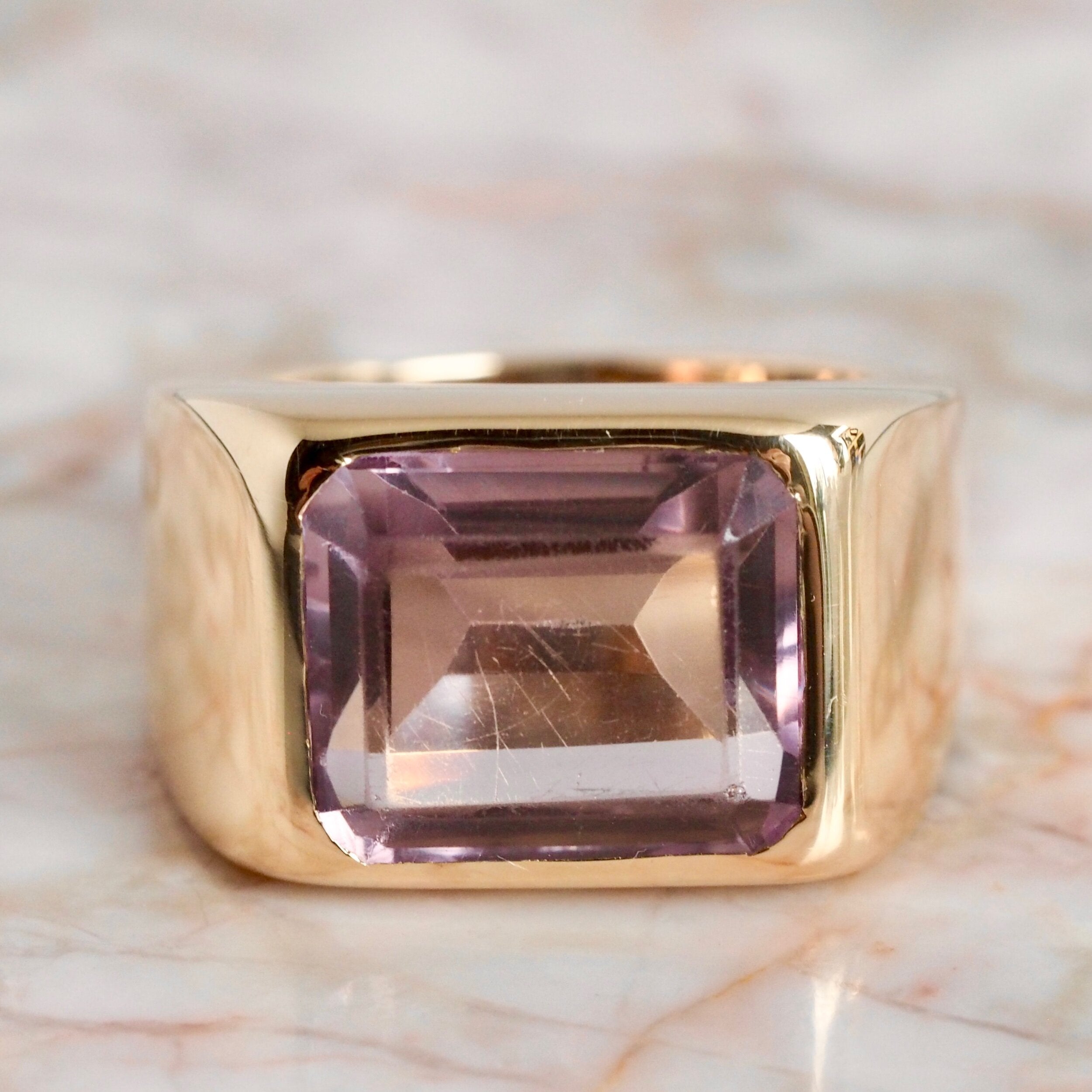 Vintage 14k Gold Rose de France Amethyst Ring
