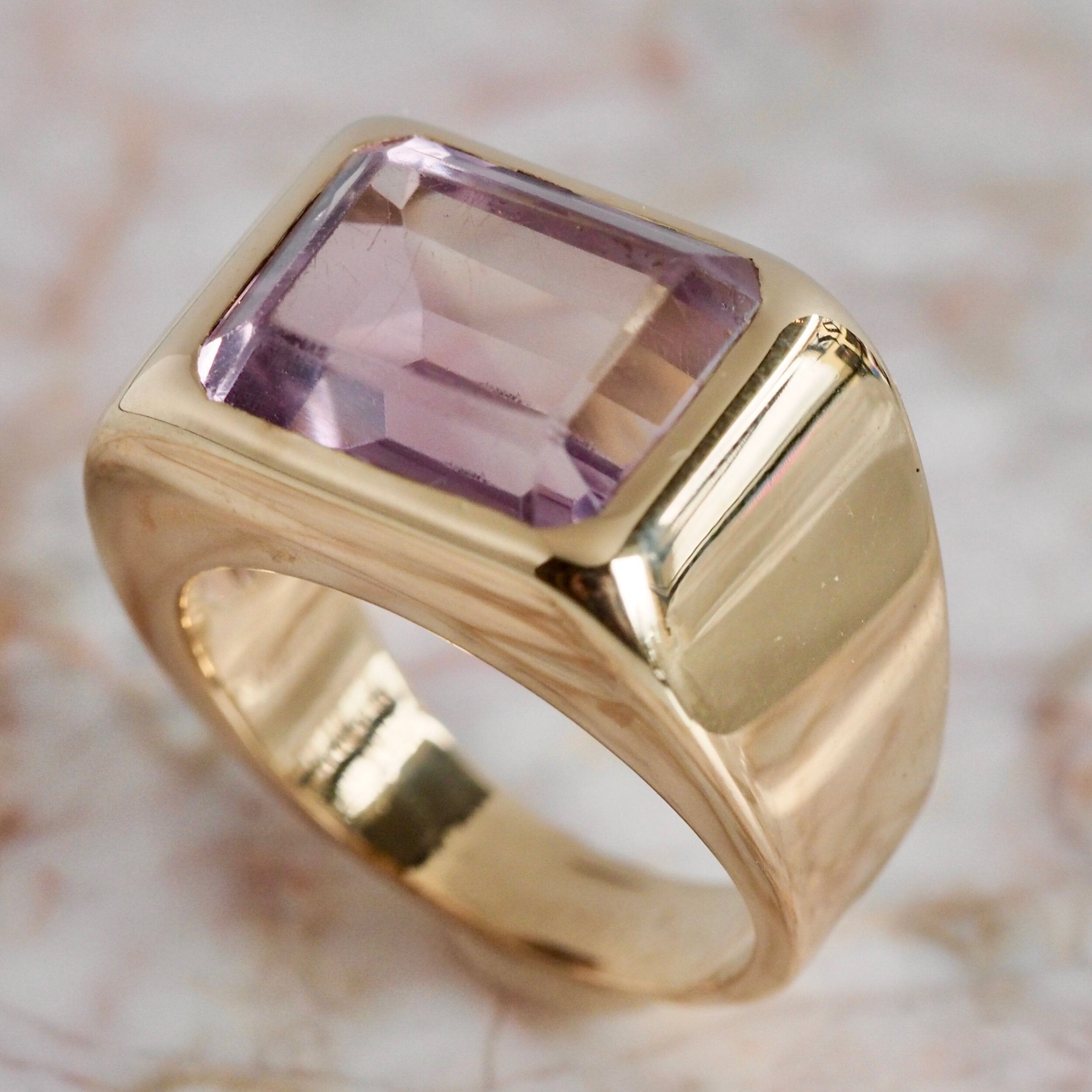Vintage 14k Gold Rose de France Amethyst Ring