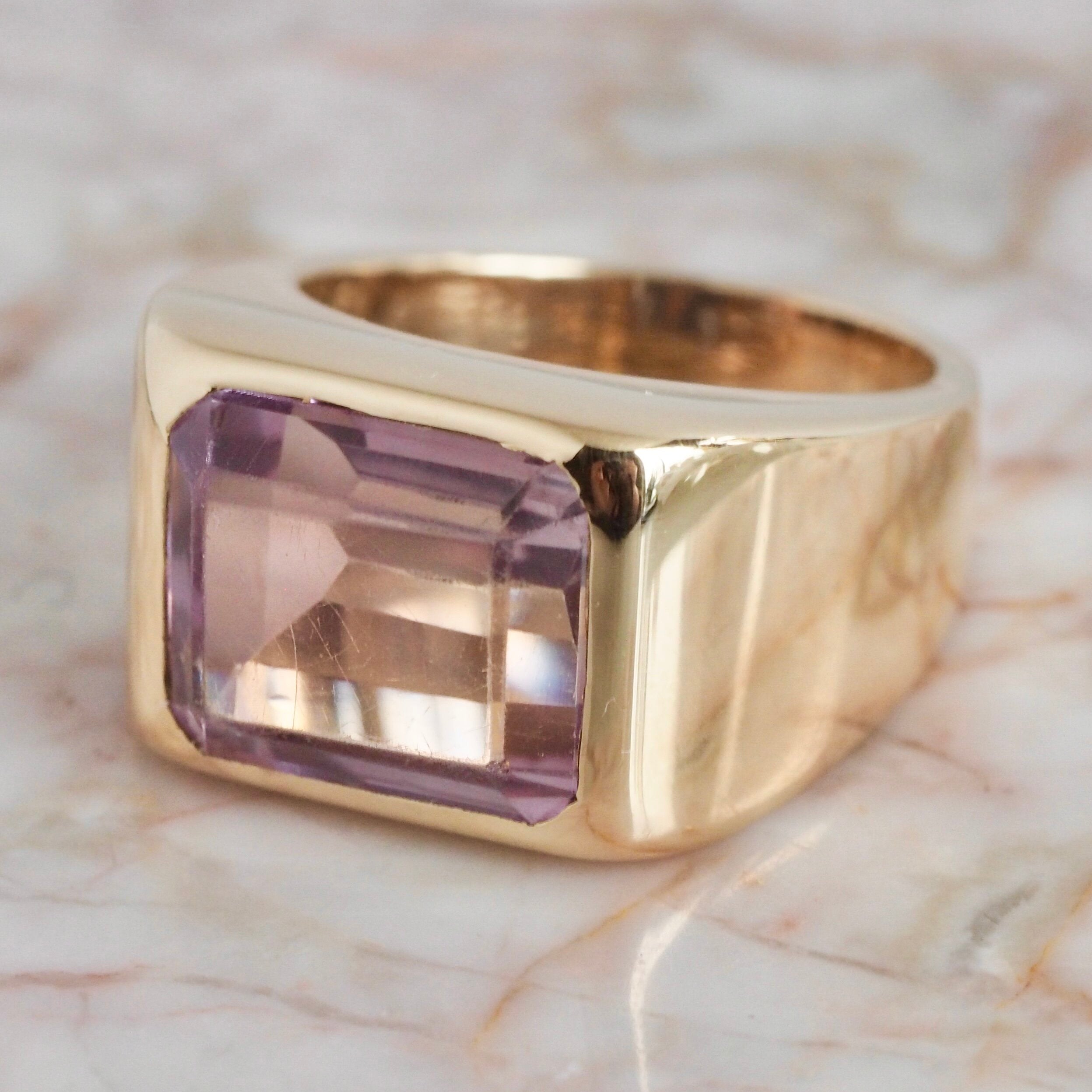 Vintage 14k Gold Rose de France Amethyst Ring