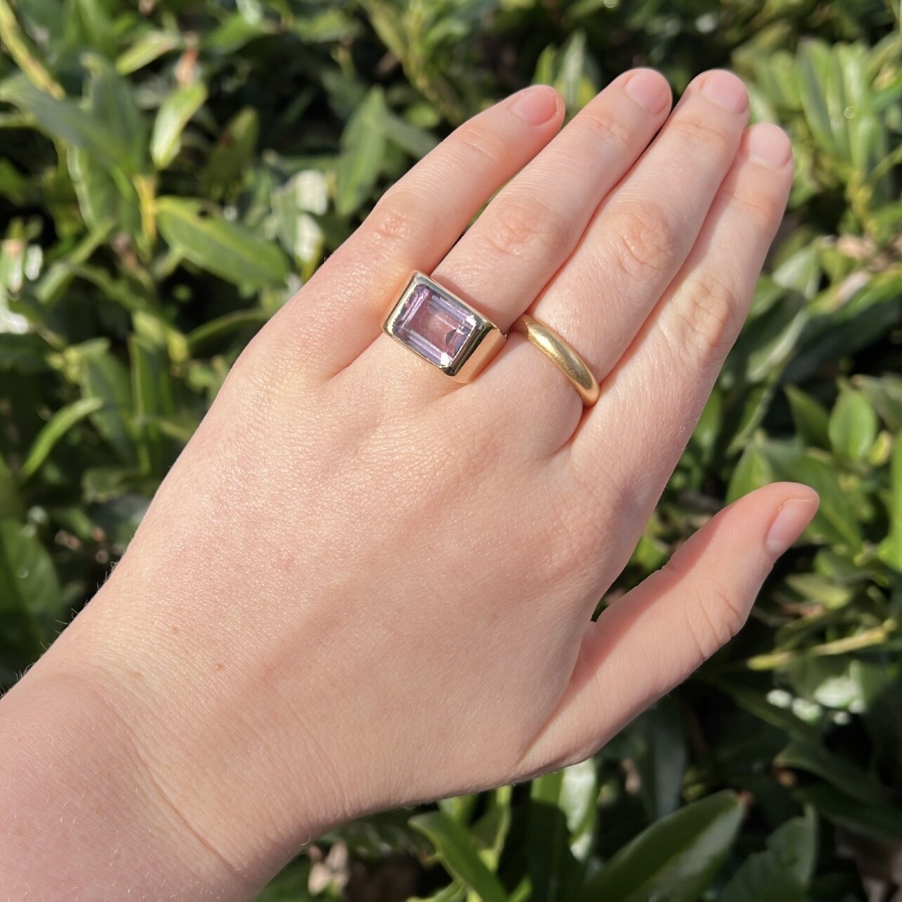 Vintage 14k Gold Rose de France Amethyst Ring