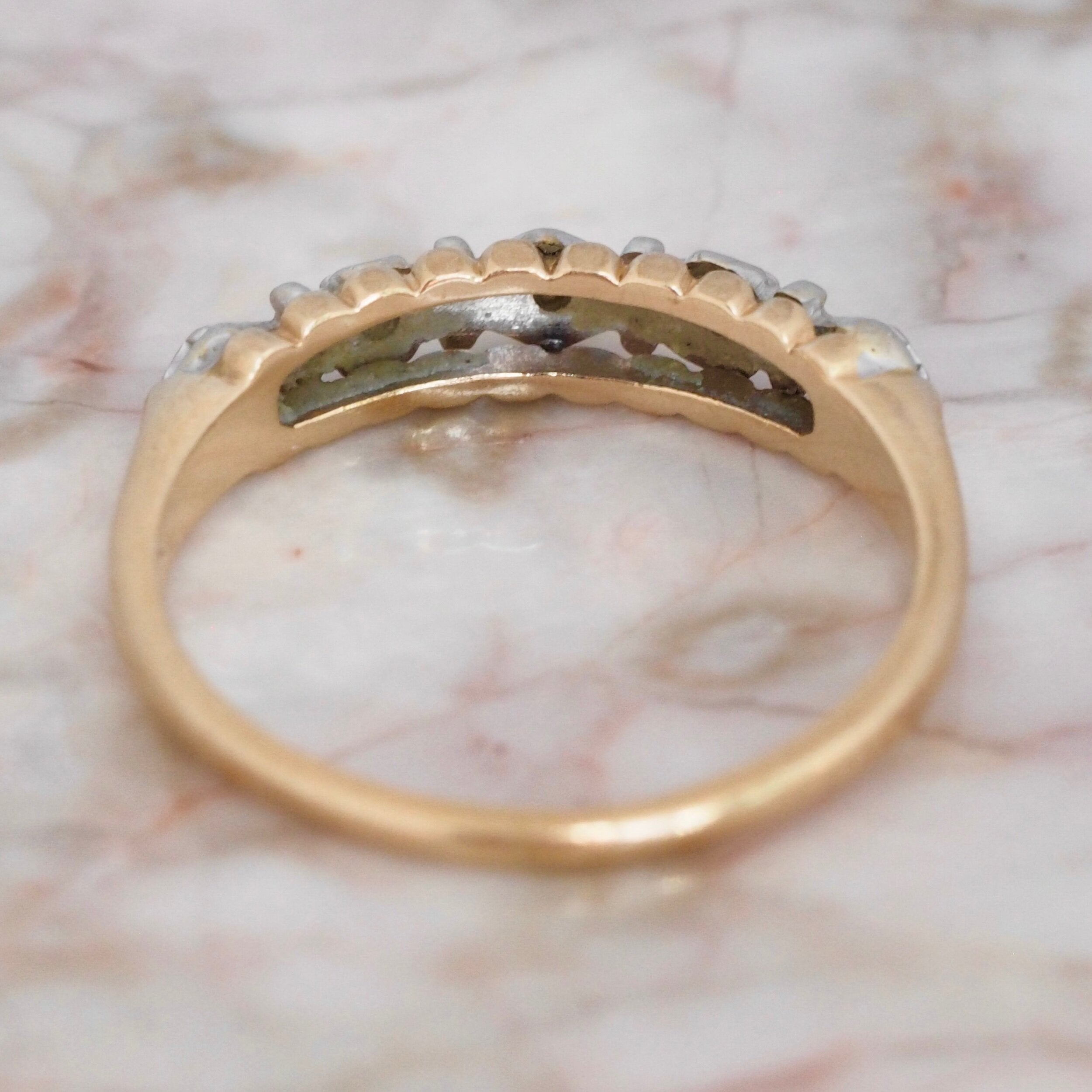 Vintage 14k White and Yellow Gold Diamond Ring