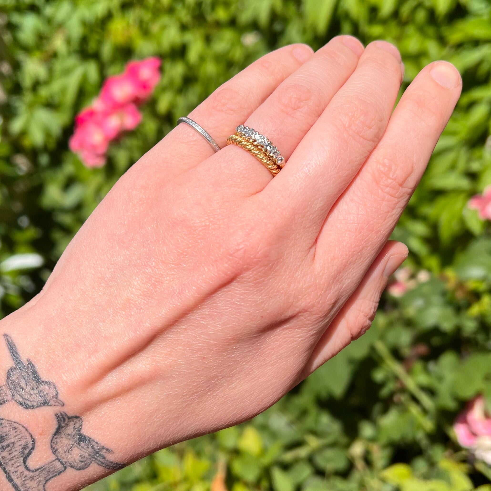 Vintage 14k White and Yellow Gold Diamond Ring
