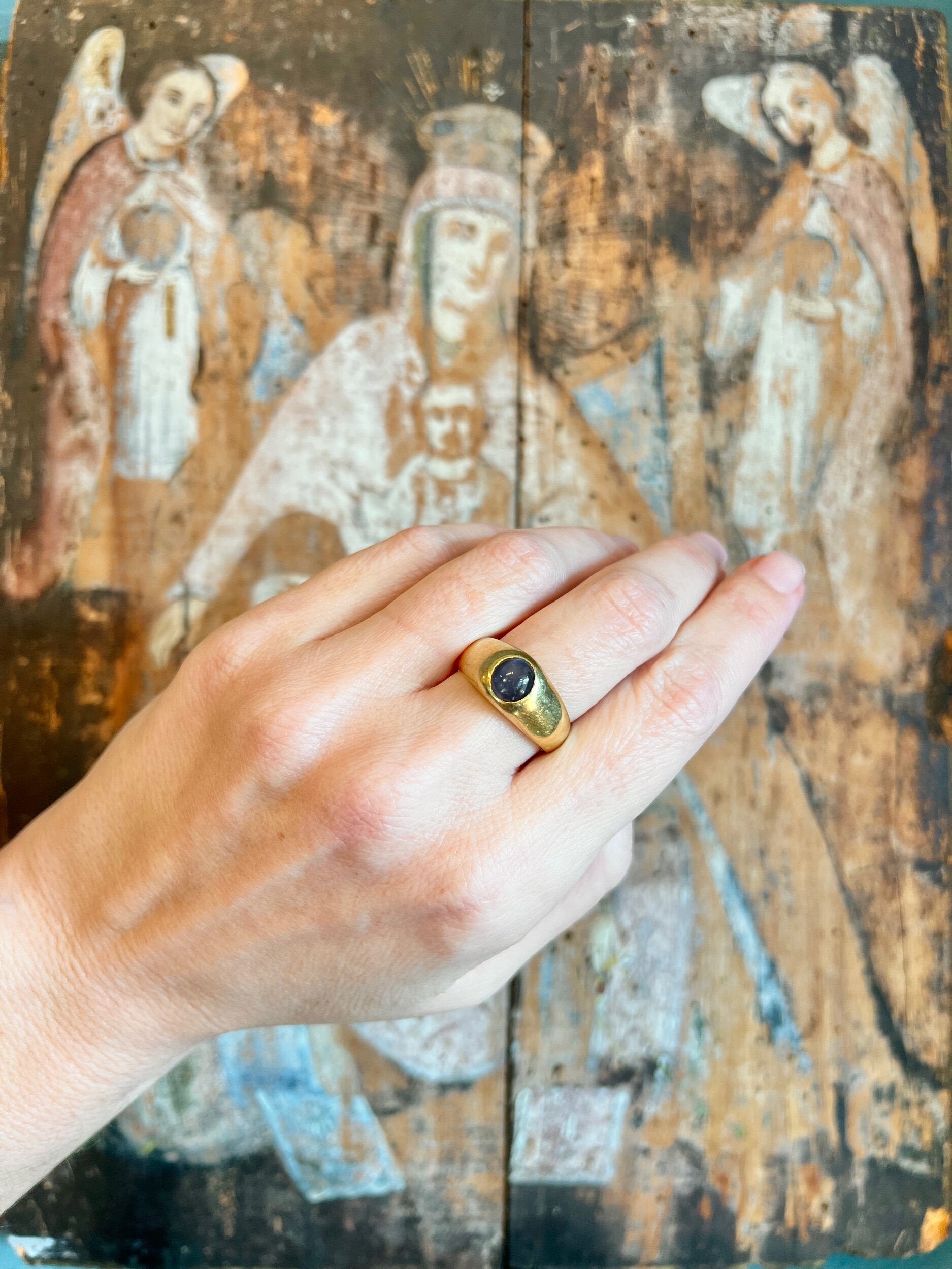 Vintage 18k Gold Cat's Eye Alexandrite Ring