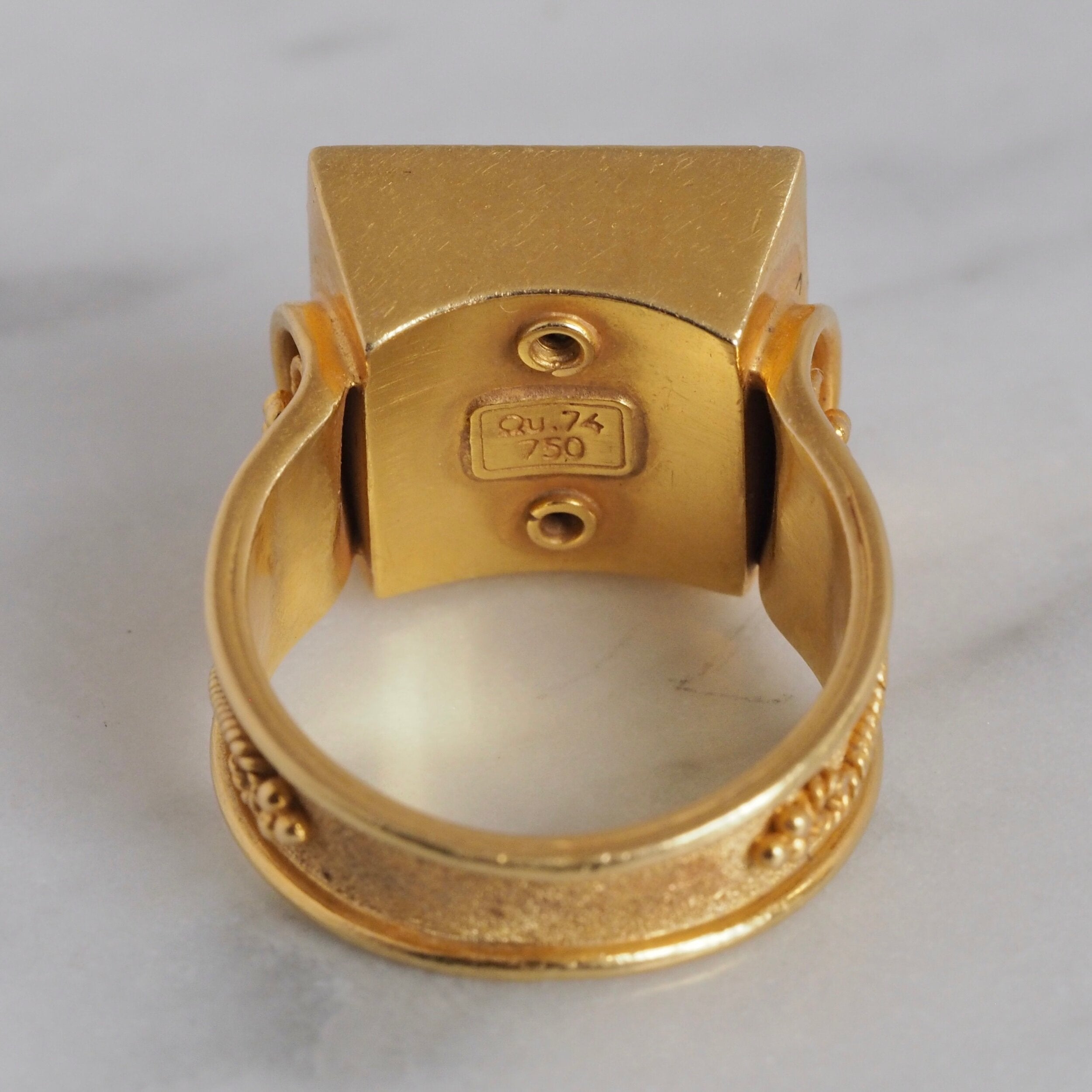 Vintage 18k Gold Greek Emerald Ring