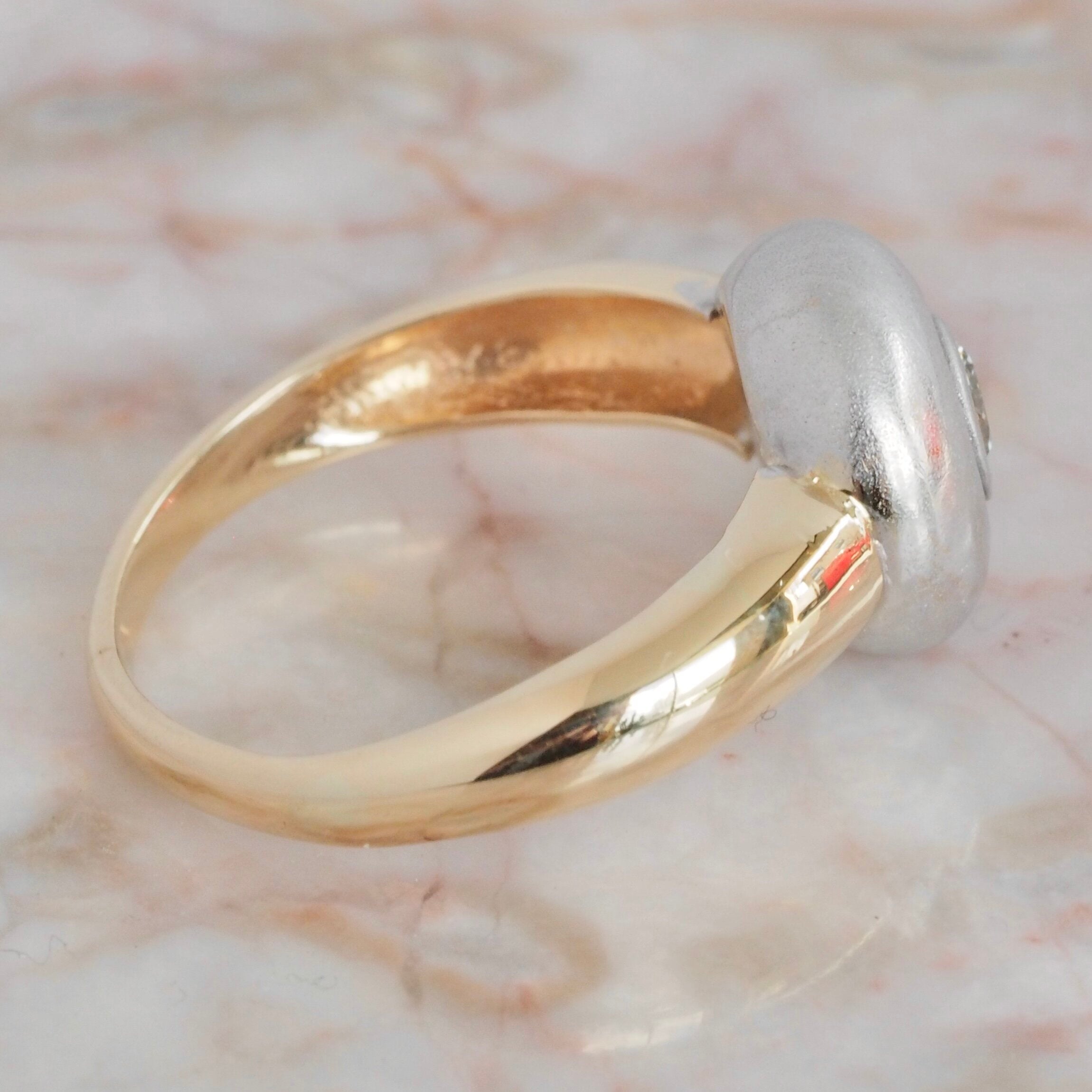 Vintage 18k and 14k Gold Brilliant Cut Diamond Donut Ring