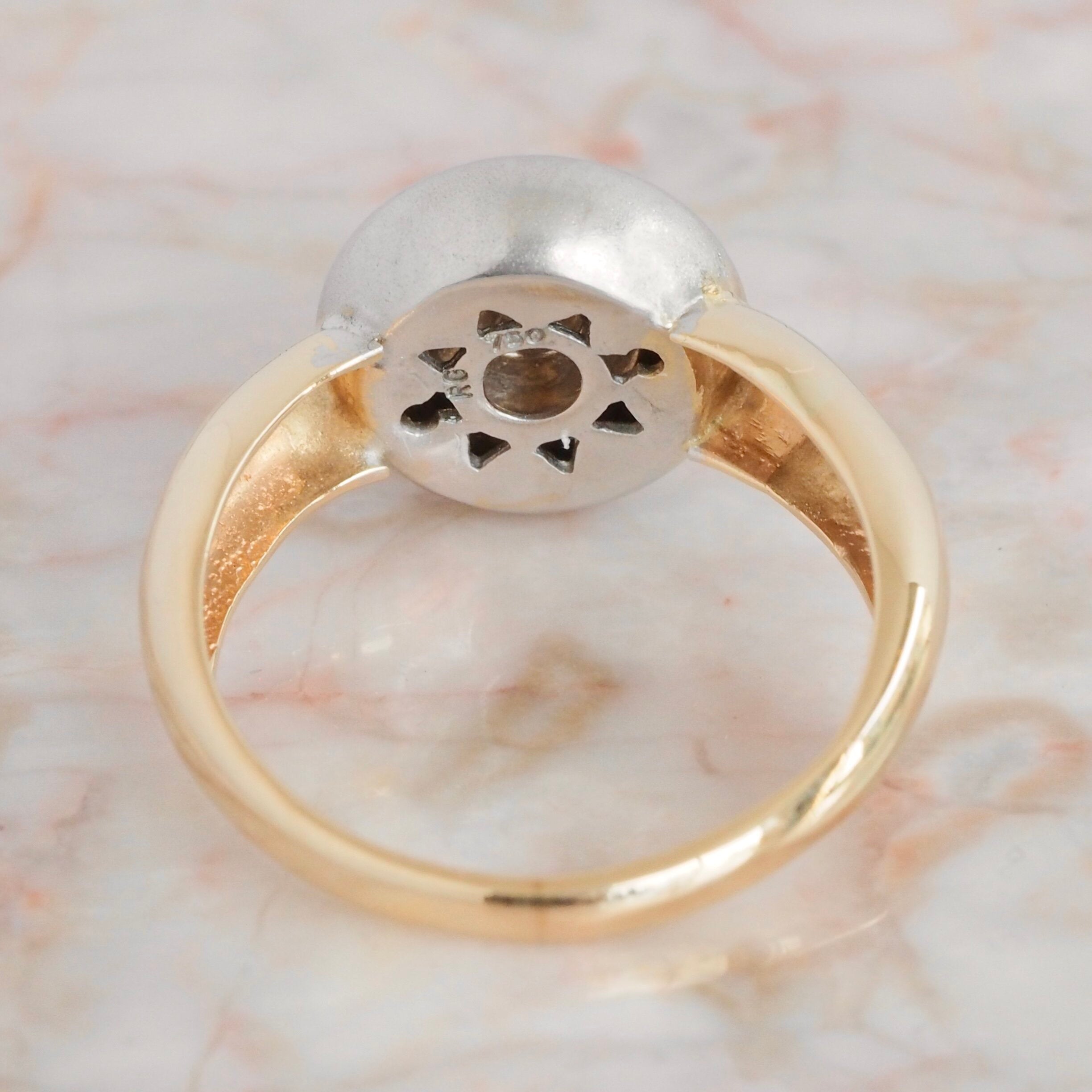 Vintage 18k and 14k Gold Brilliant Cut Diamond Donut Ring