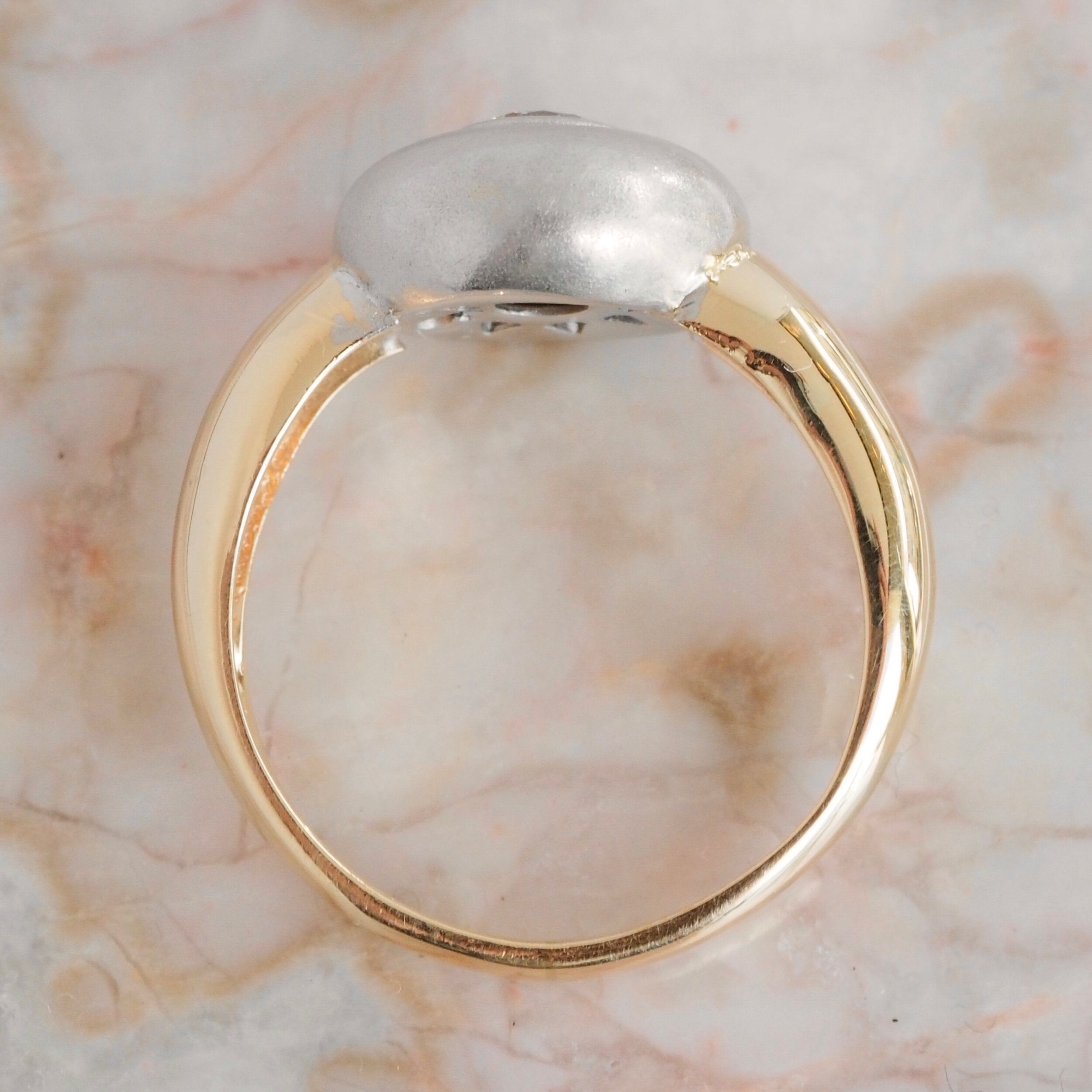 Vintage 18k and 14k Gold Brilliant Cut Diamond Donut Ring
