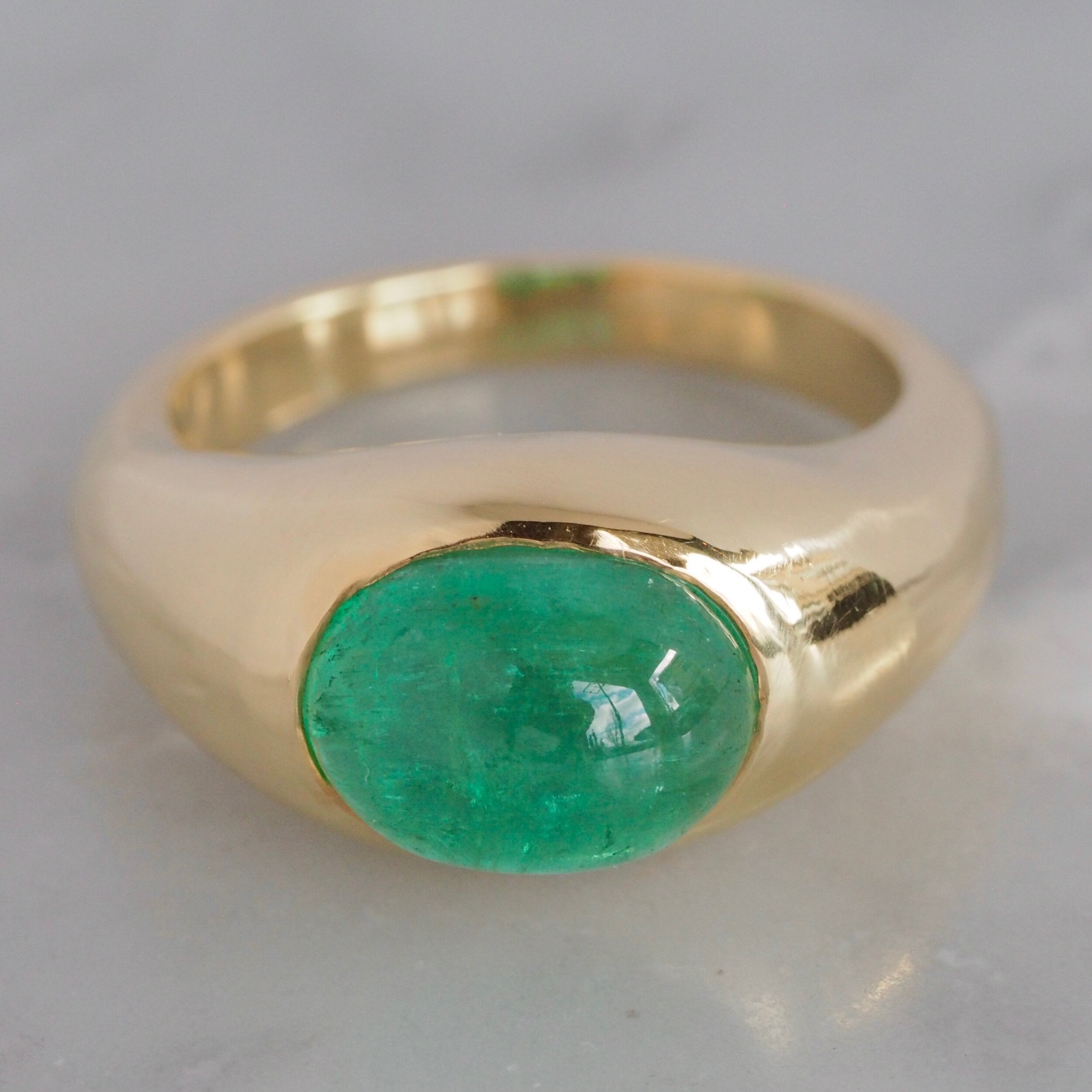 Vintage 1960's French 18k Gold Emerald Ring