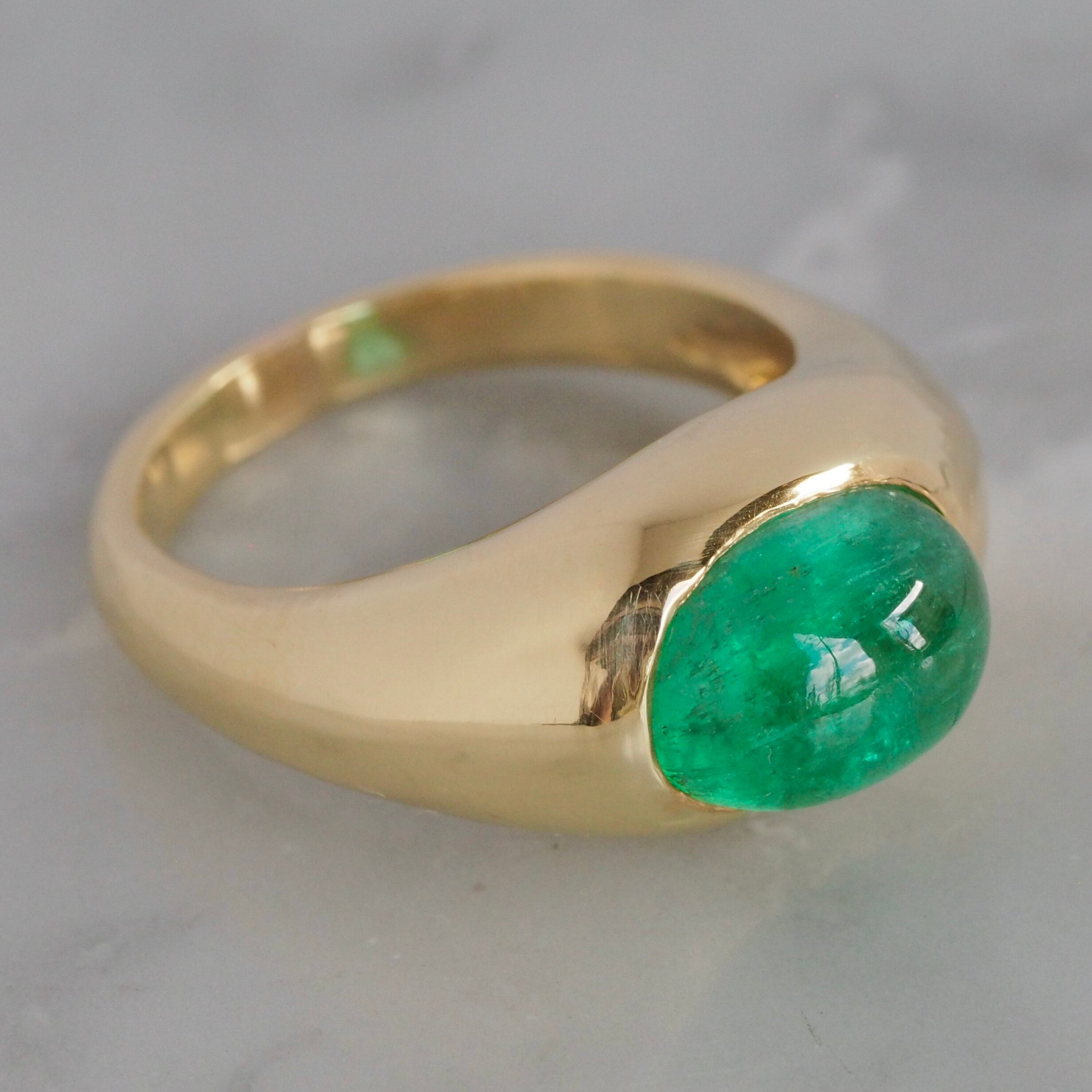 Vintage 1960's French 18k Gold Emerald Ring