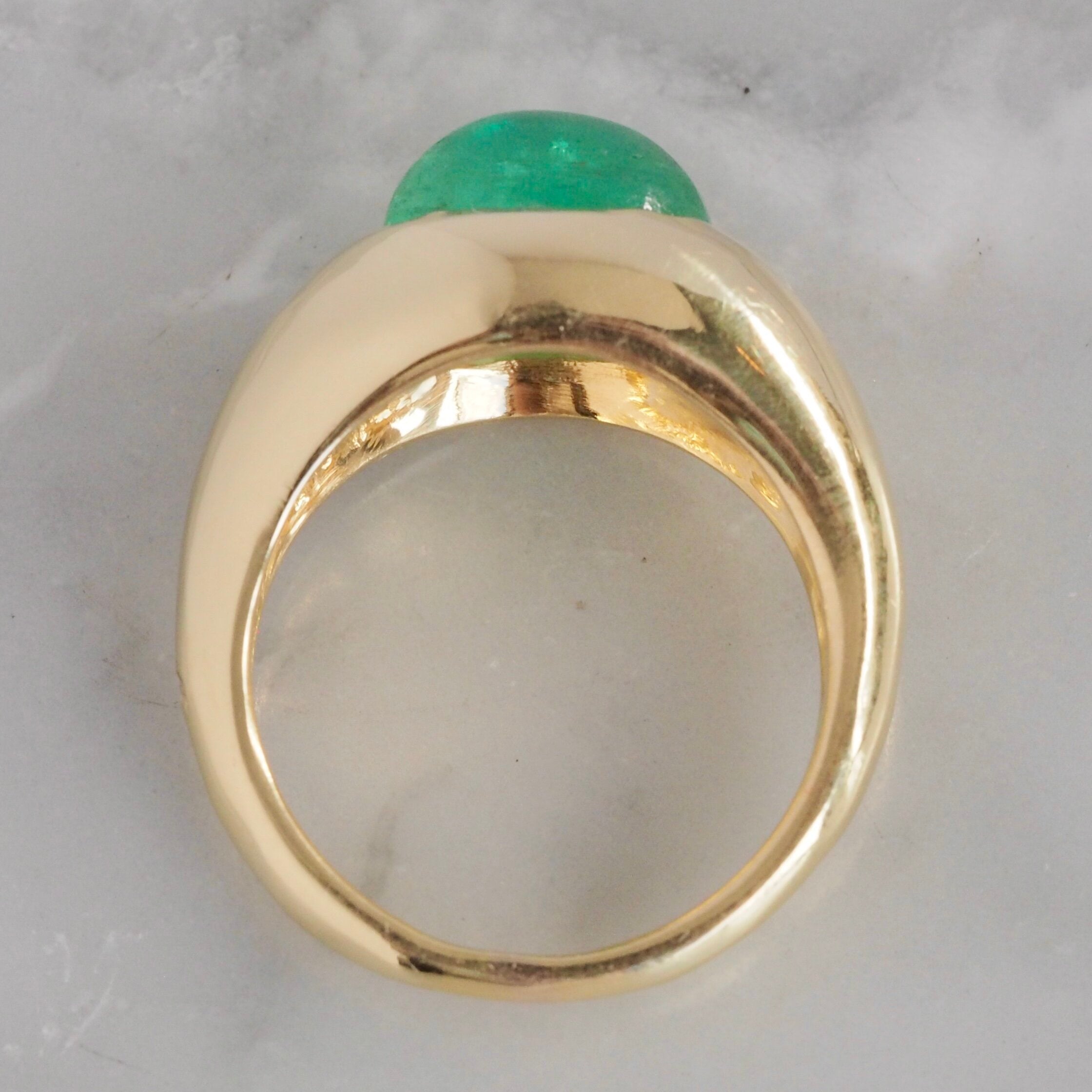 Vintage 1960's French 18k Gold Emerald Ring