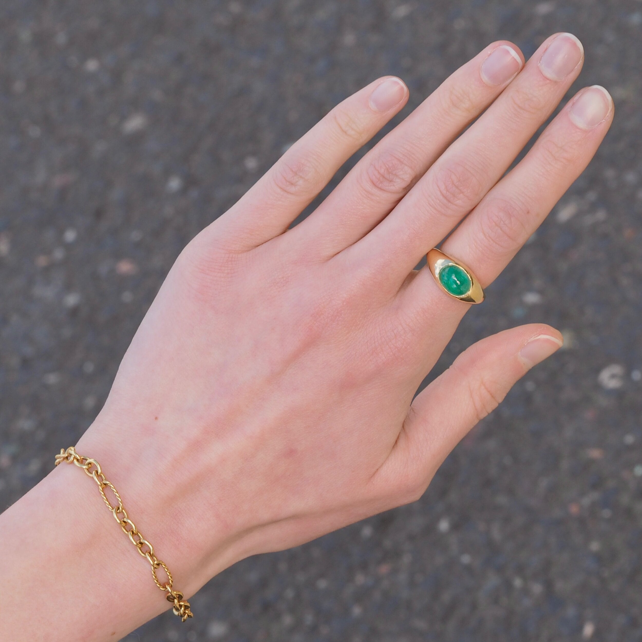 Vintage 1960's French 18k Gold Emerald Ring