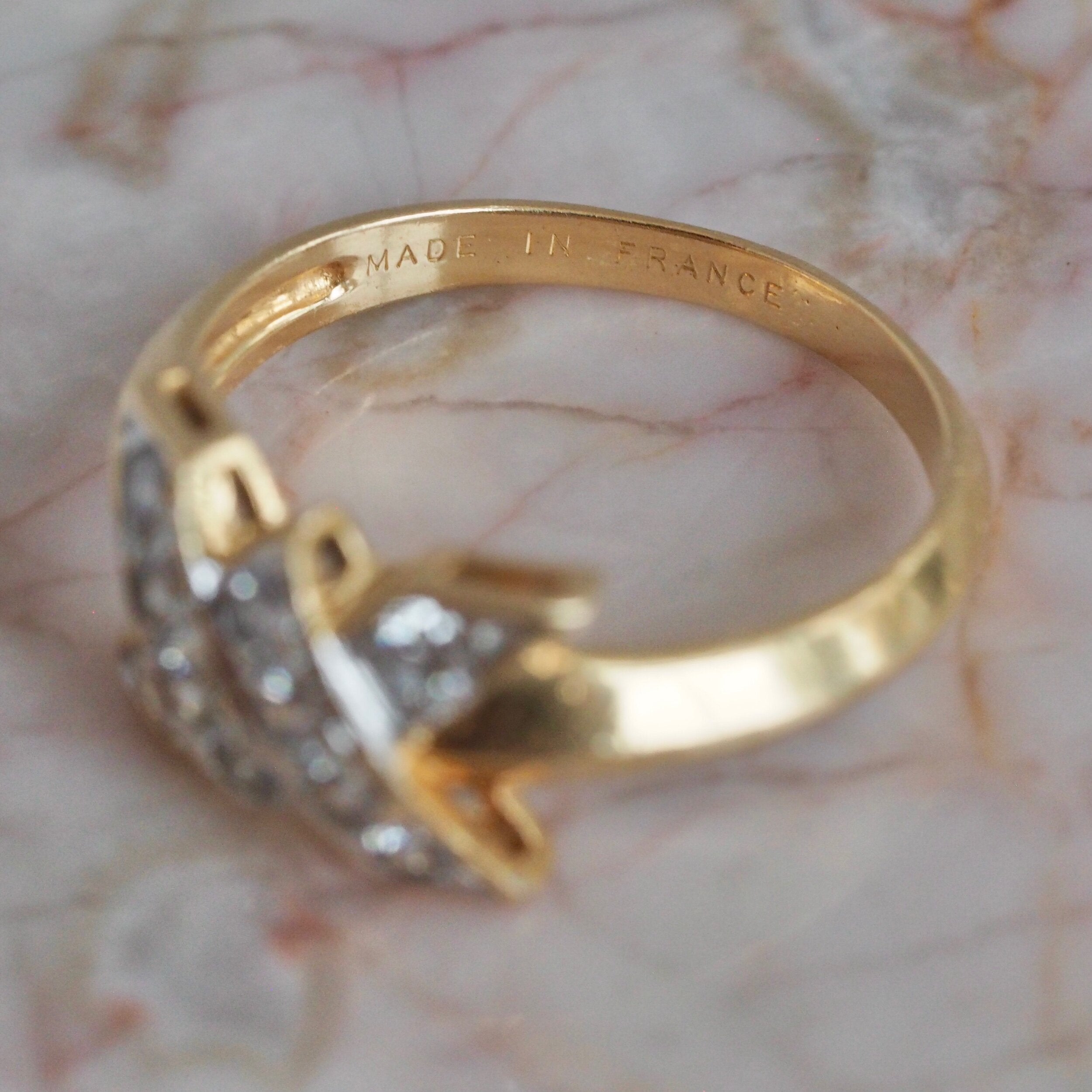 Vintage French 18k Gold Diamond Knot Ring