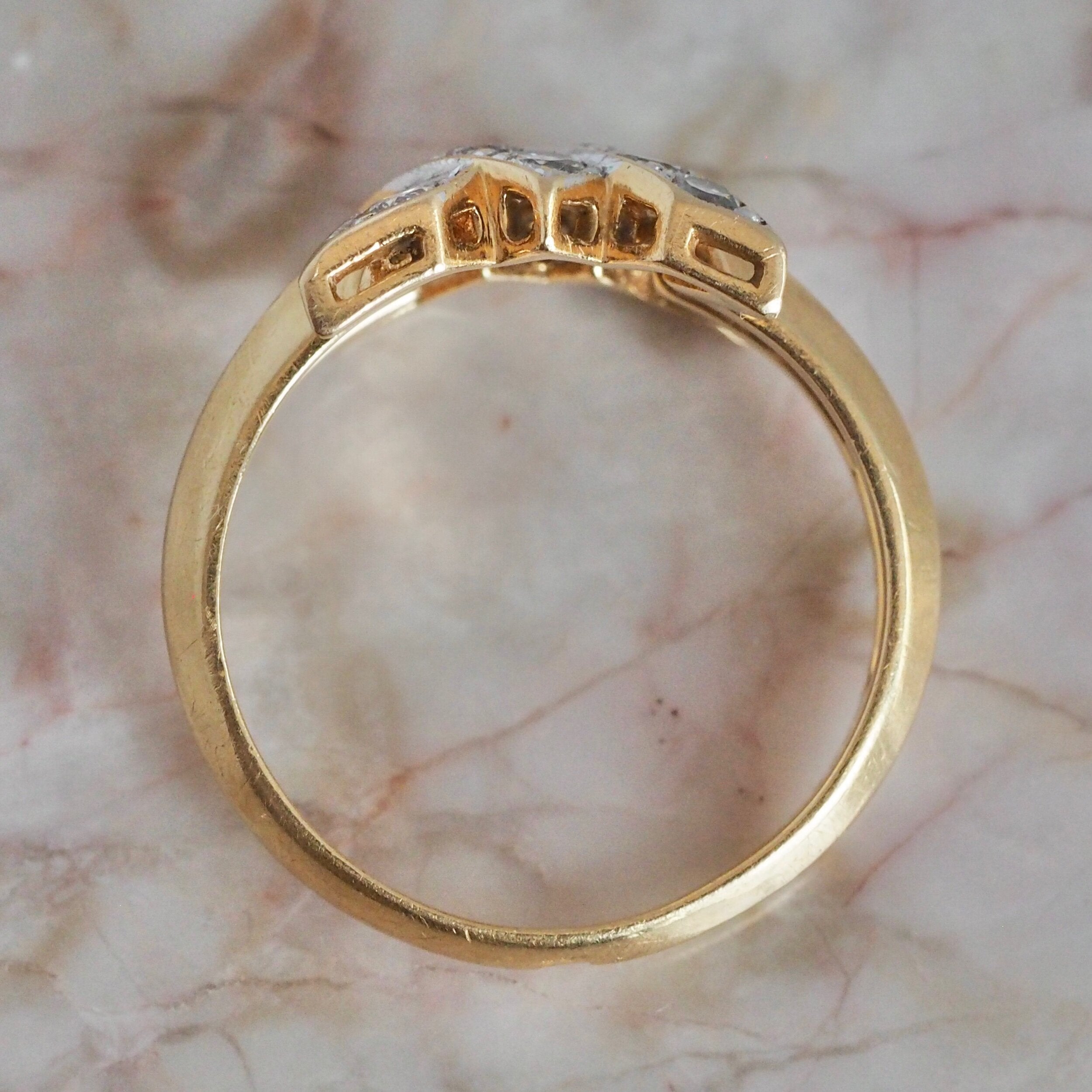 Vintage French 18k Gold Diamond Knot Ring