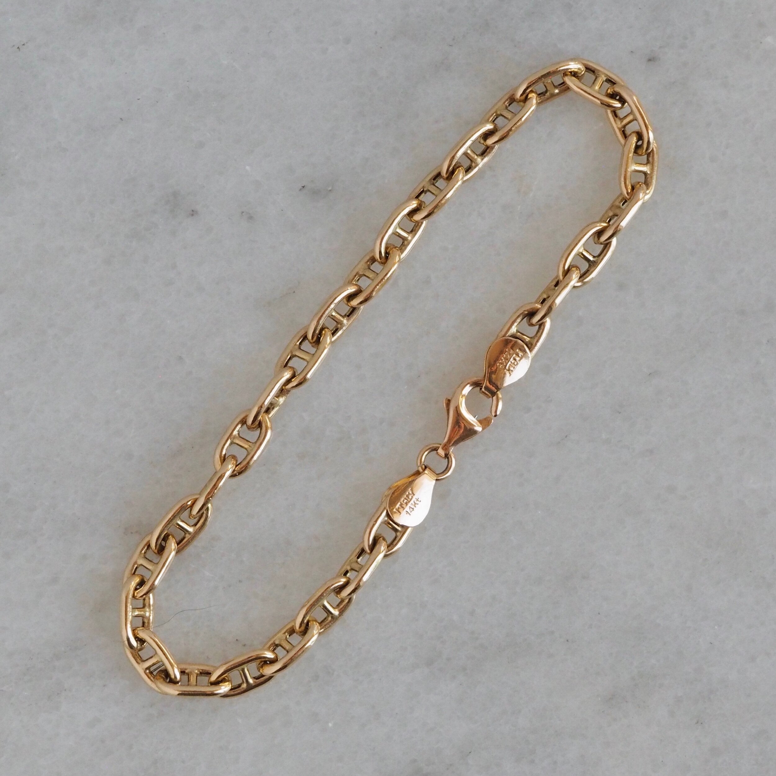 Vintage Italian 14k Mariner Chain Bracelet