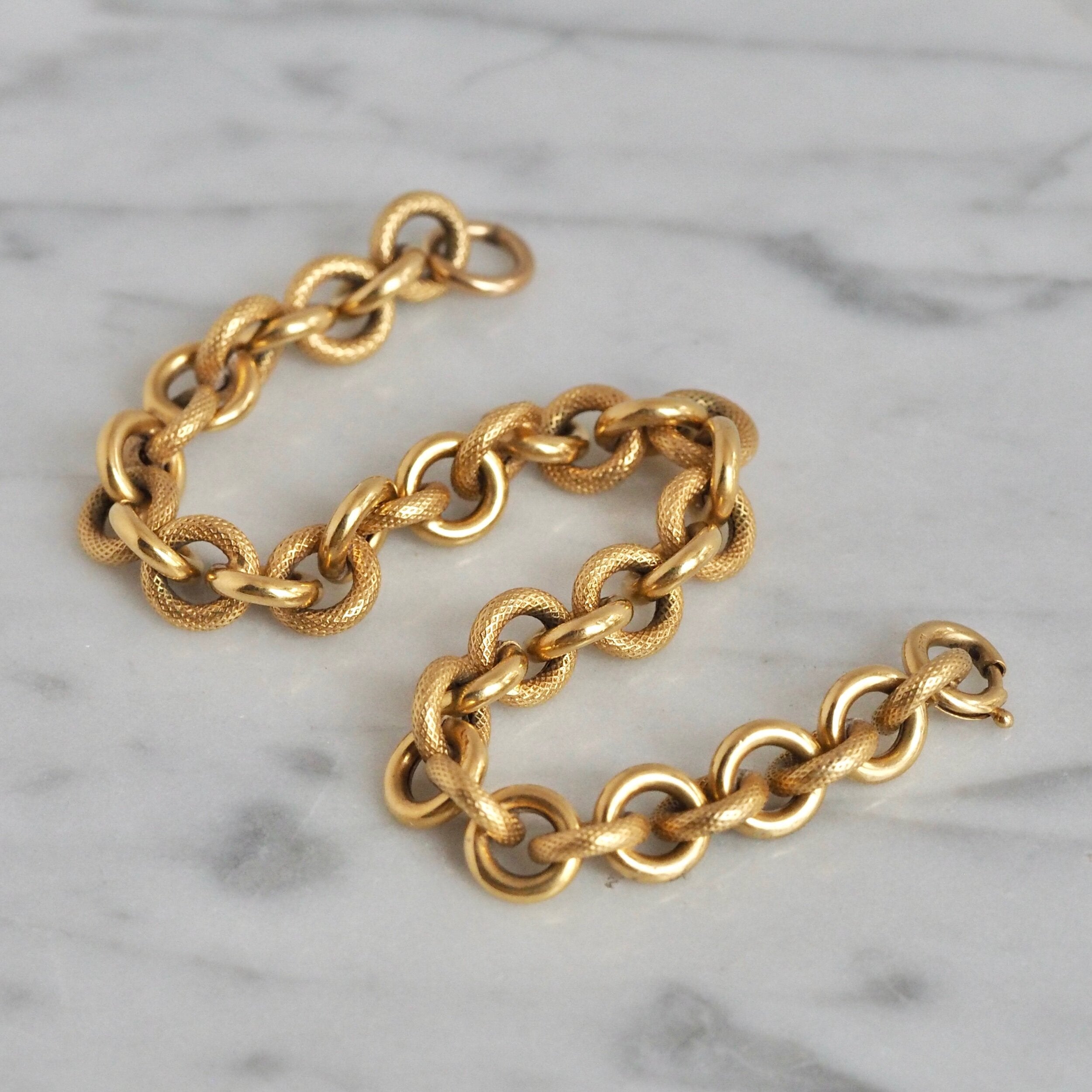 Vintage Italian 18k Gold Textured Link Bracelet
