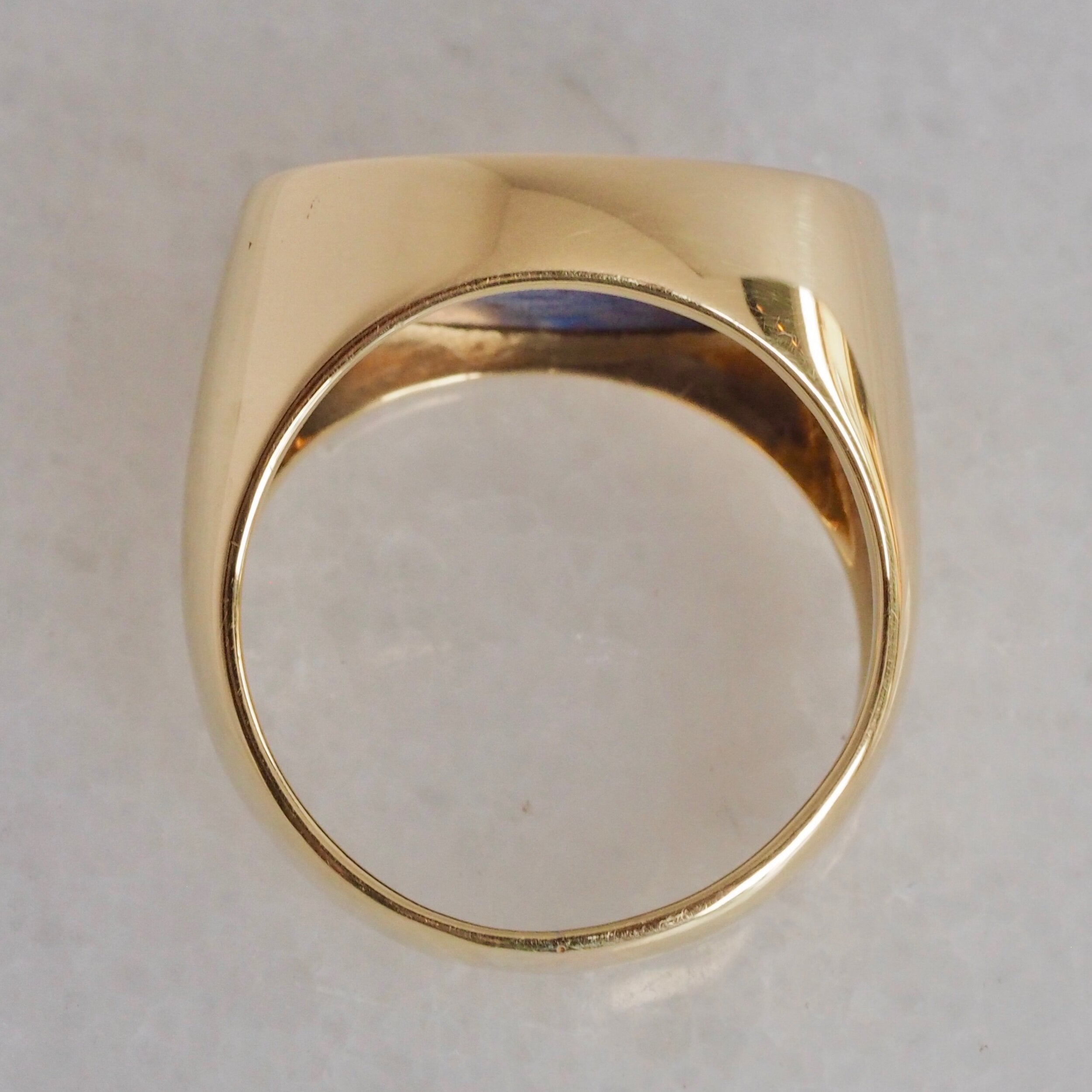 Vintage Modernist 18k Gold Lapis Ring
