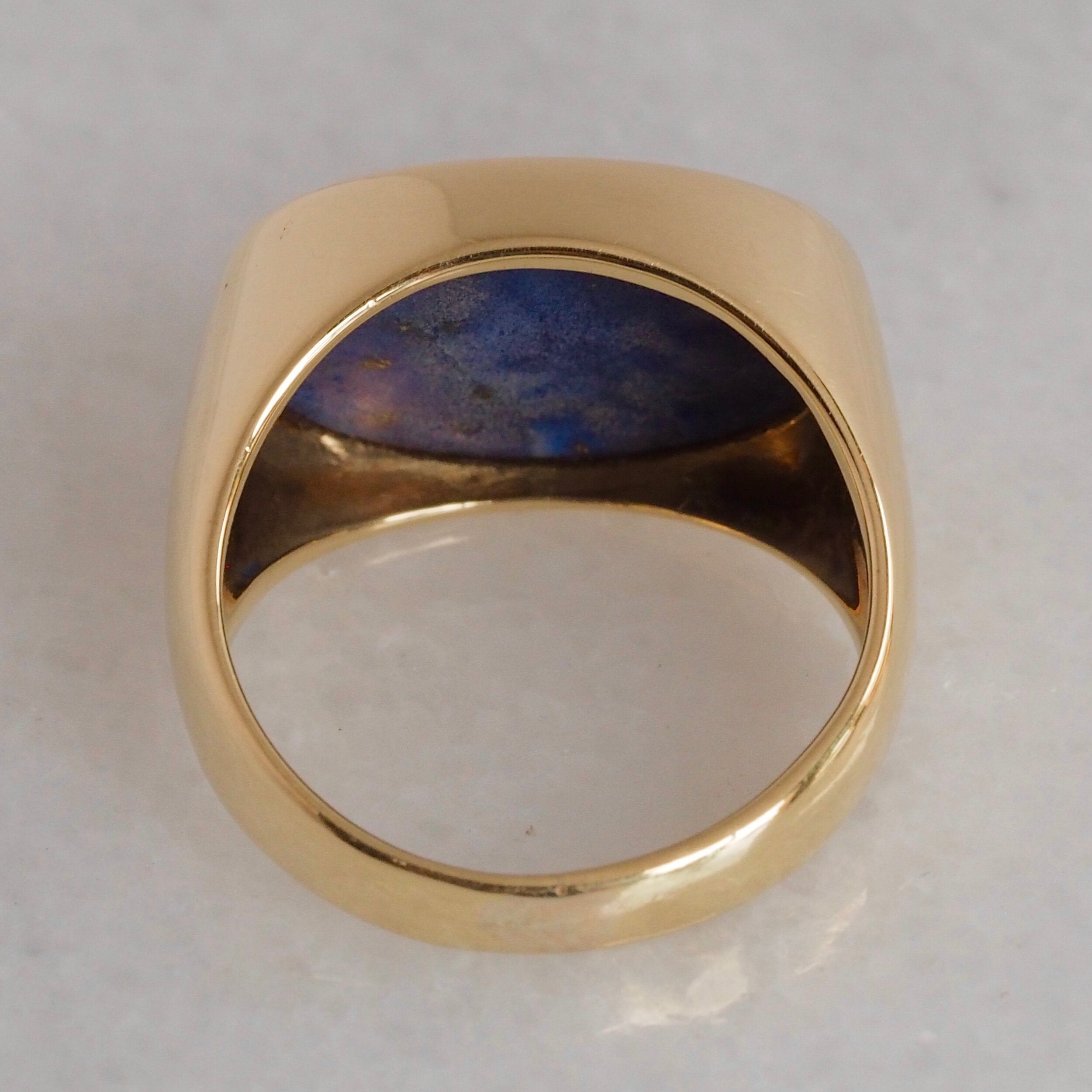 Vintage Modernist 18k Gold Lapis Ring