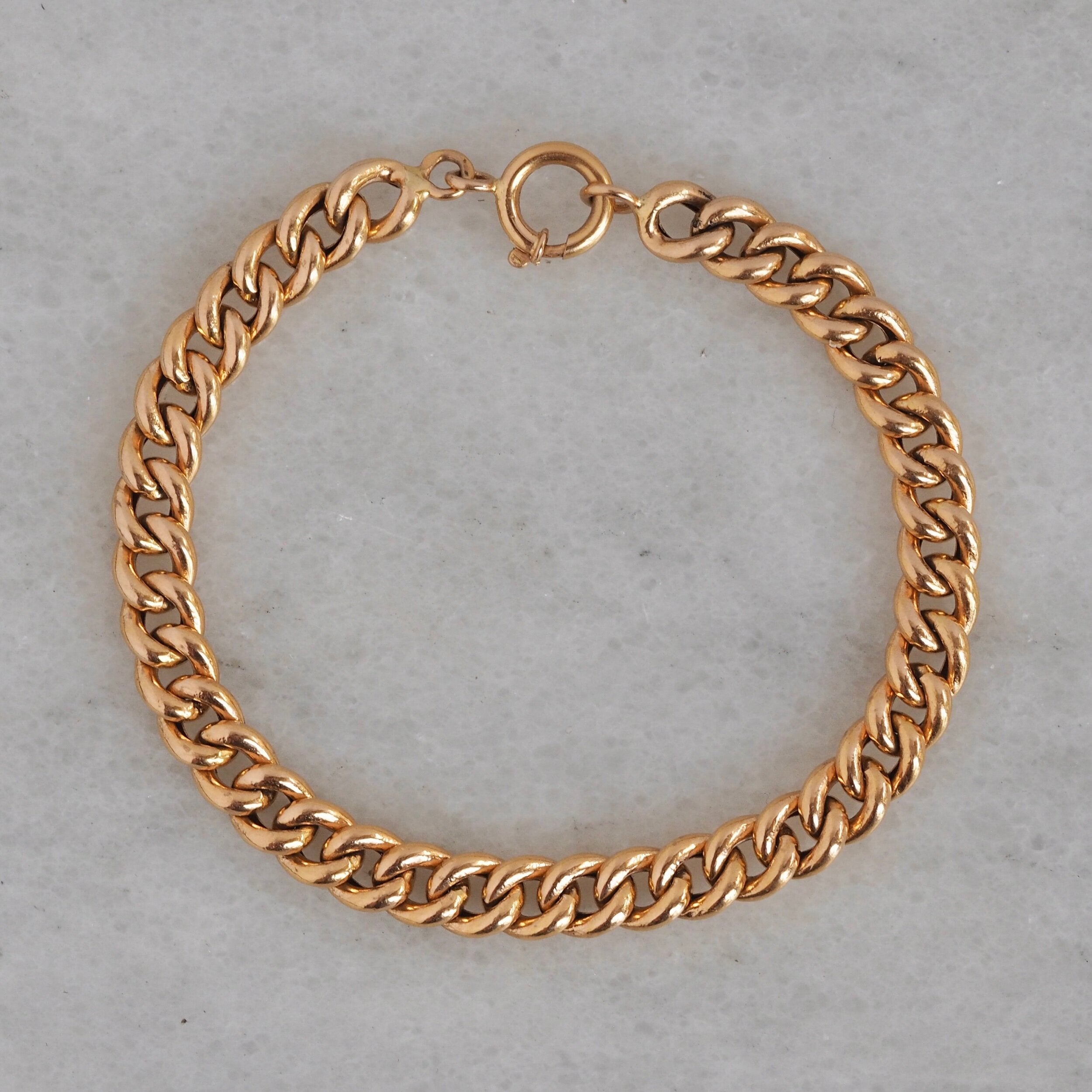 Vintage Portuguese 19k Gold Curb Chain Bracelet