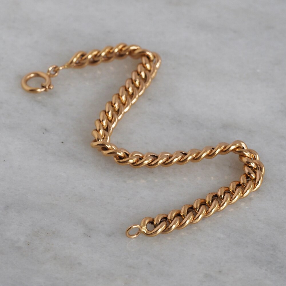 Vintage Portuguese 19k Gold Curb Chain Bracelet