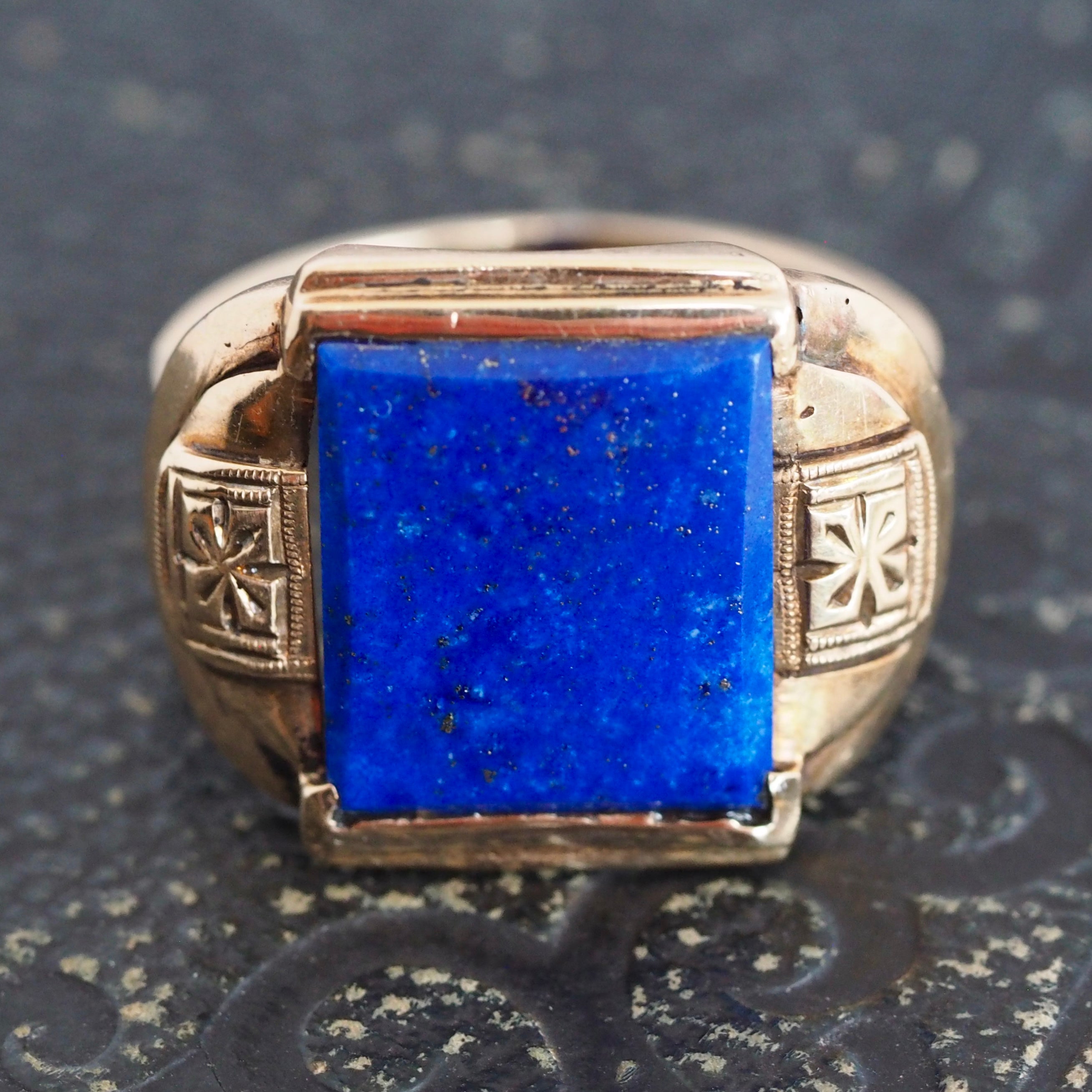Art Deco 10k Gold Lapis Ring