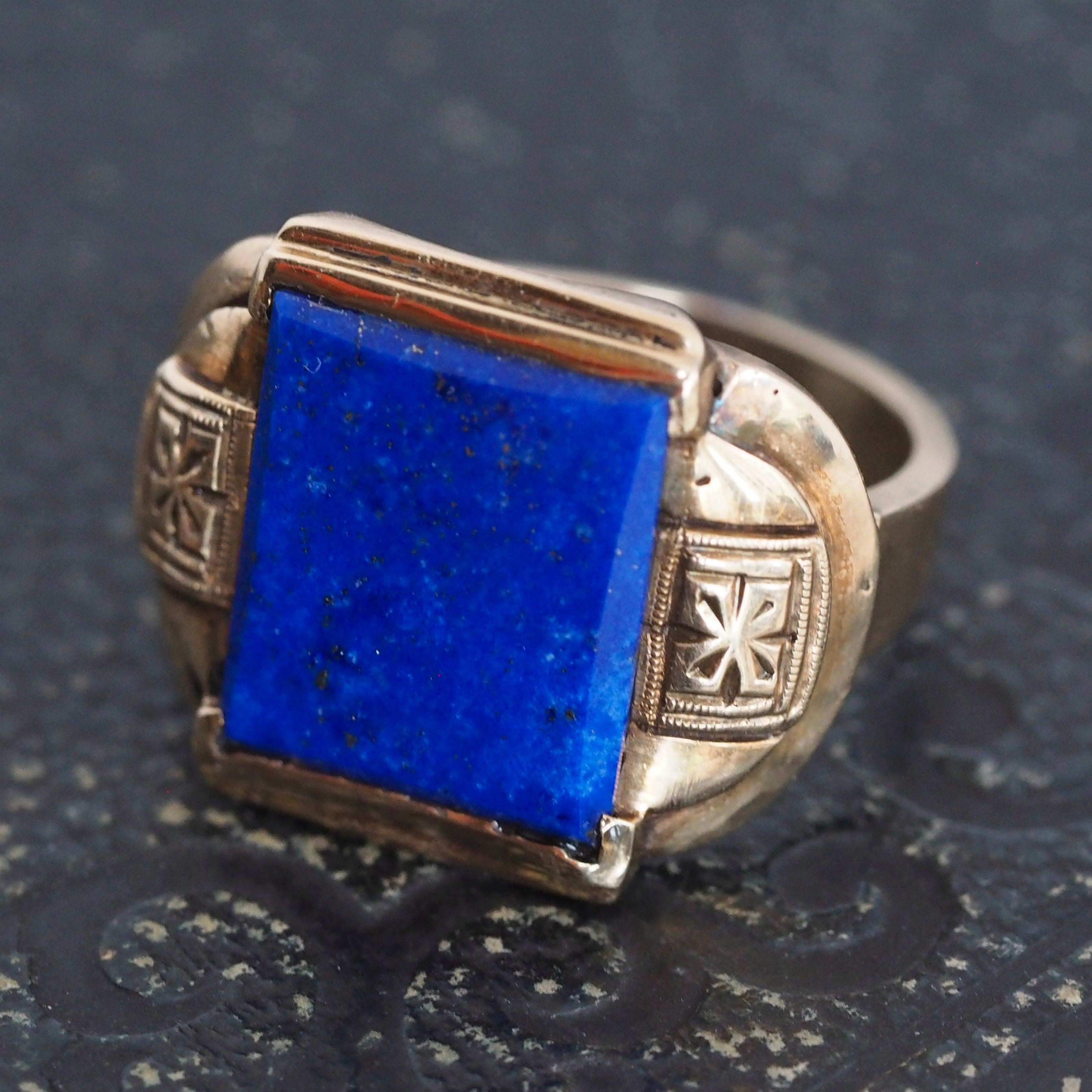 Art Deco 10k Gold Lapis Ring