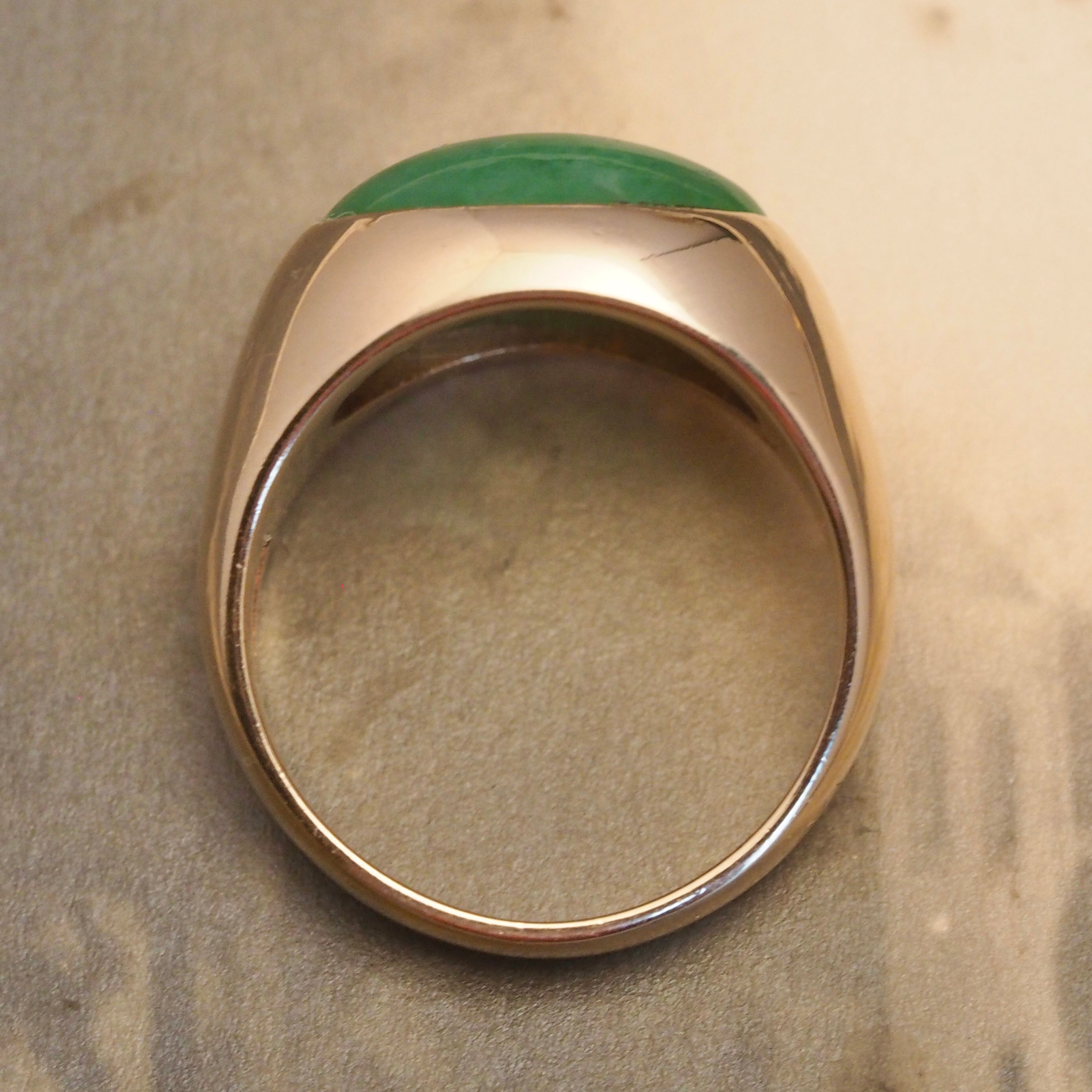 Modernist 14k Gold Jadeite Dome Ring