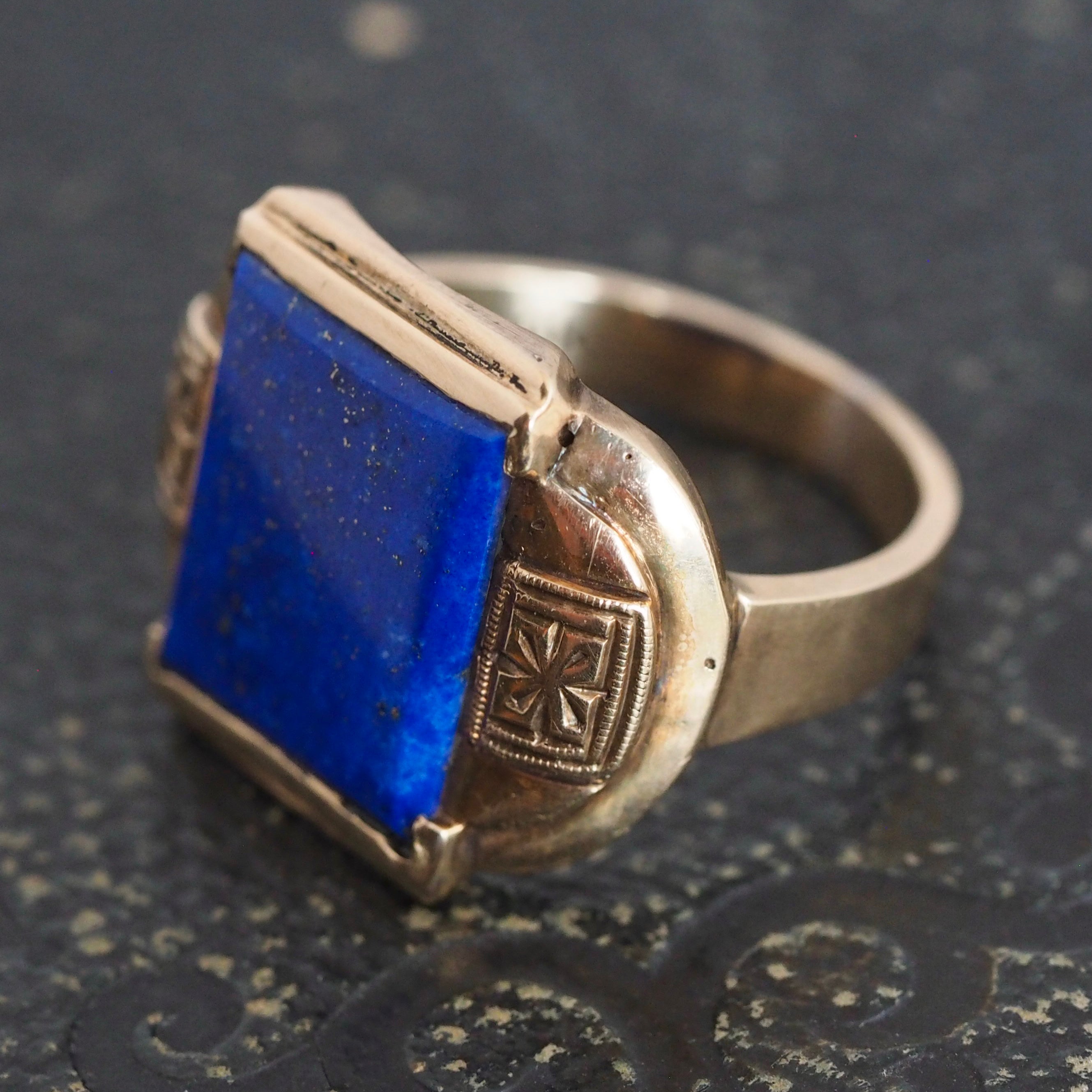 Art Deco 10k Gold Lapis Ring