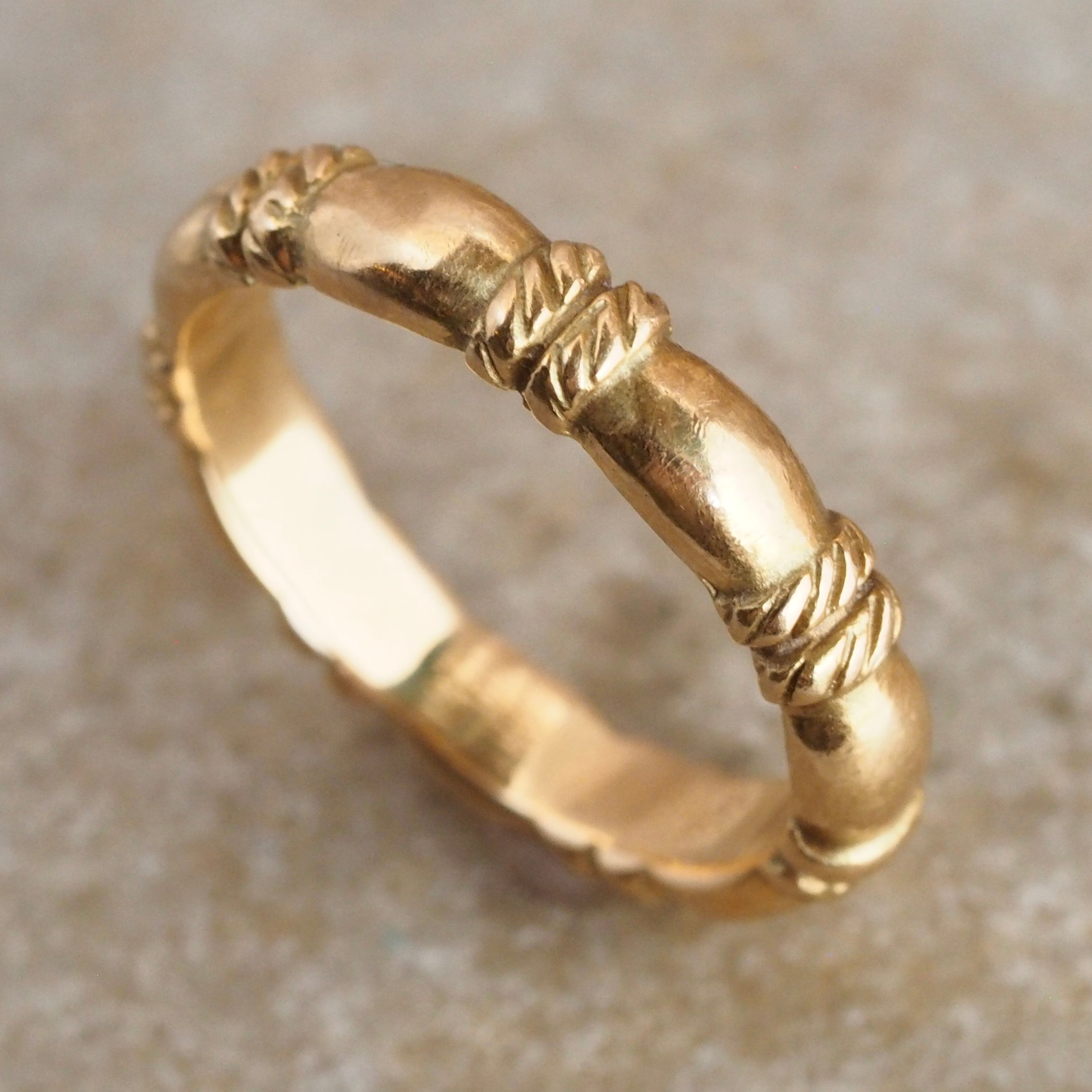 Vintage French 18k Gold Rope Band