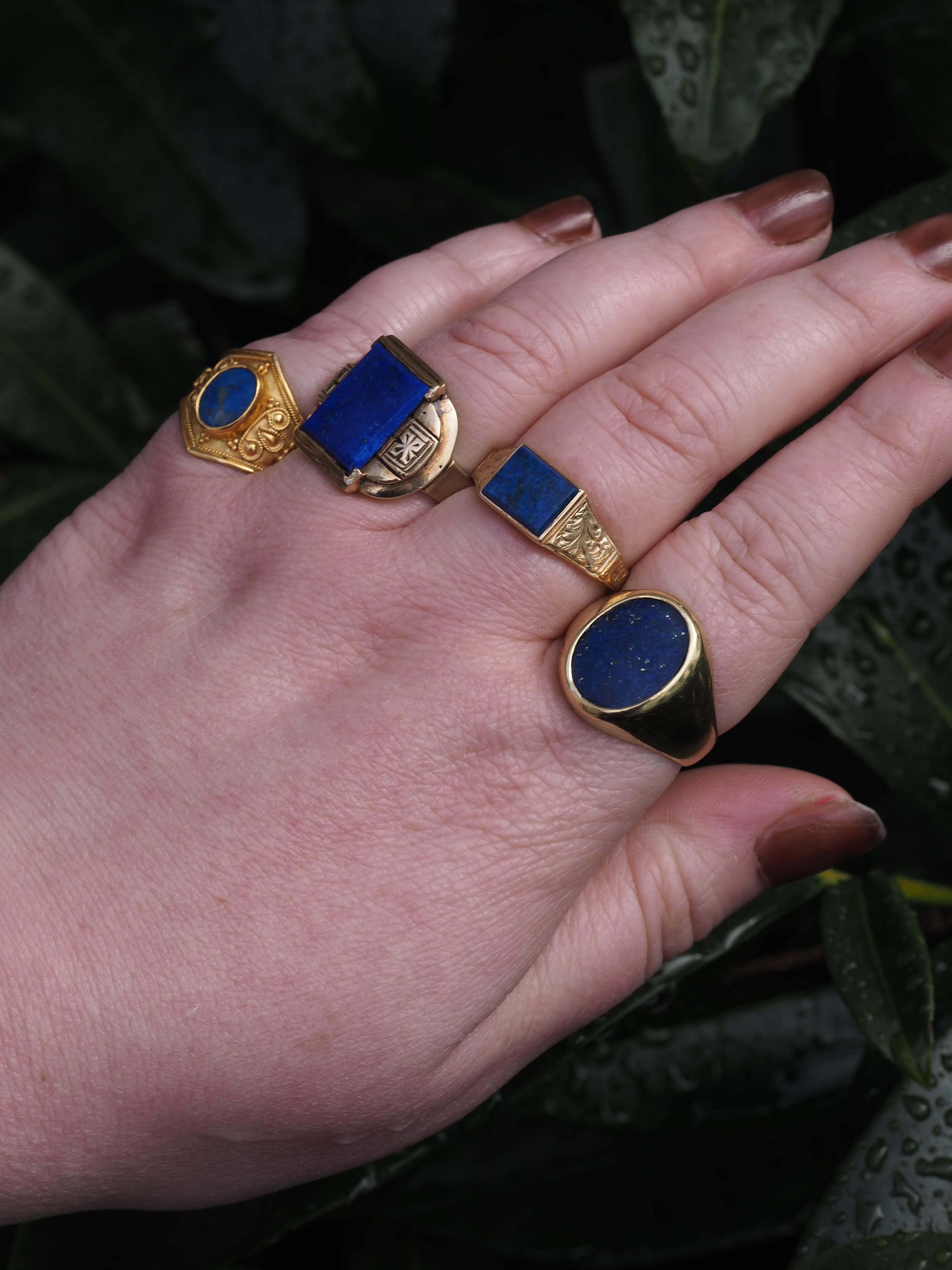 Art Deco 10k Gold Lapis Ring
