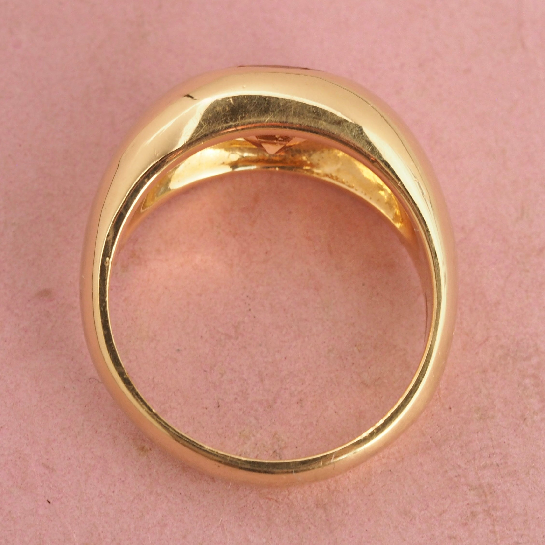 Mid-Century Modern 18k Gold Citrine Dome Signet Ring