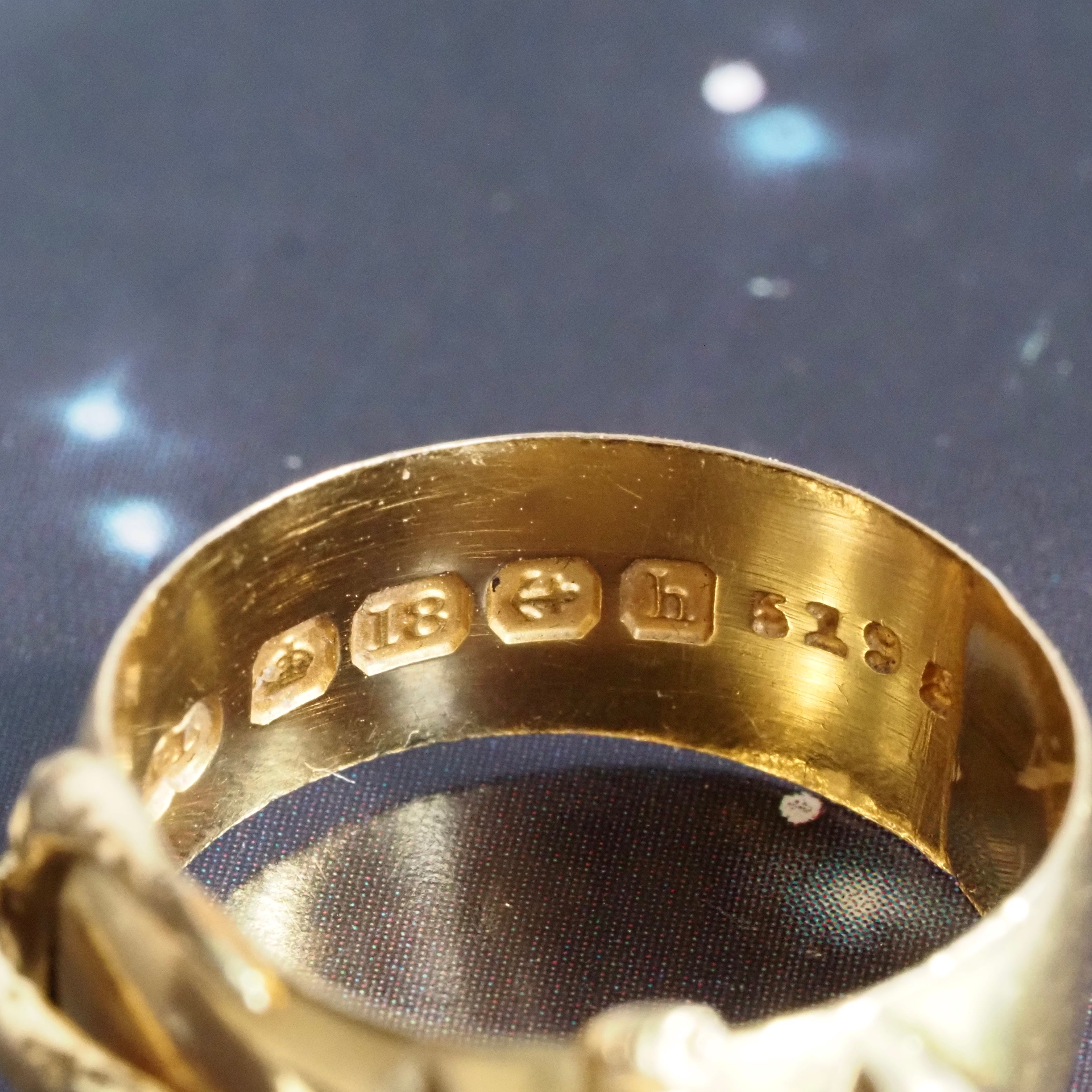 Antique English c. 1907 Diamond Starburst Belt Buckle 18k Gold Ring