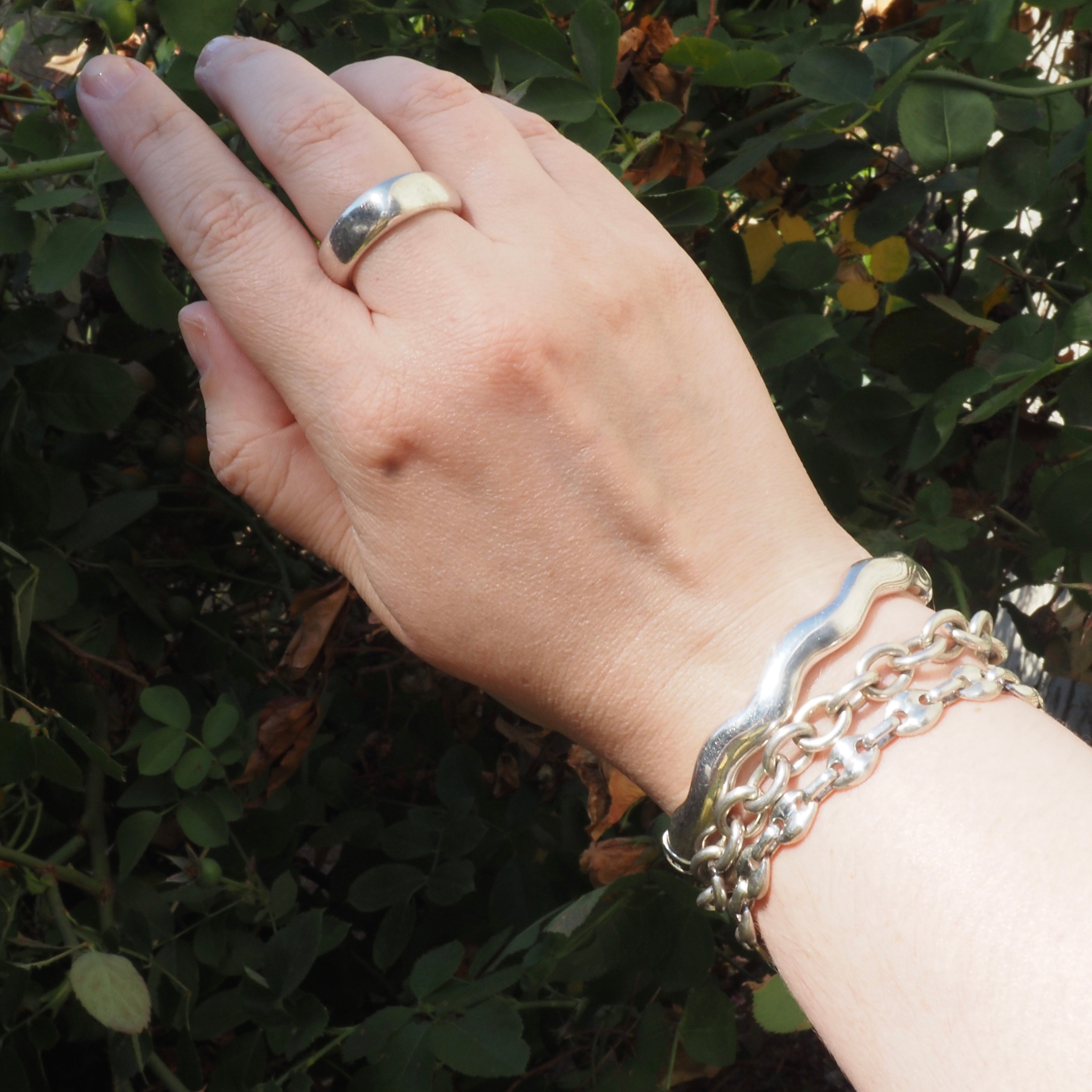 Vintage Sterling Silver Cable Link Toggle Bracelet