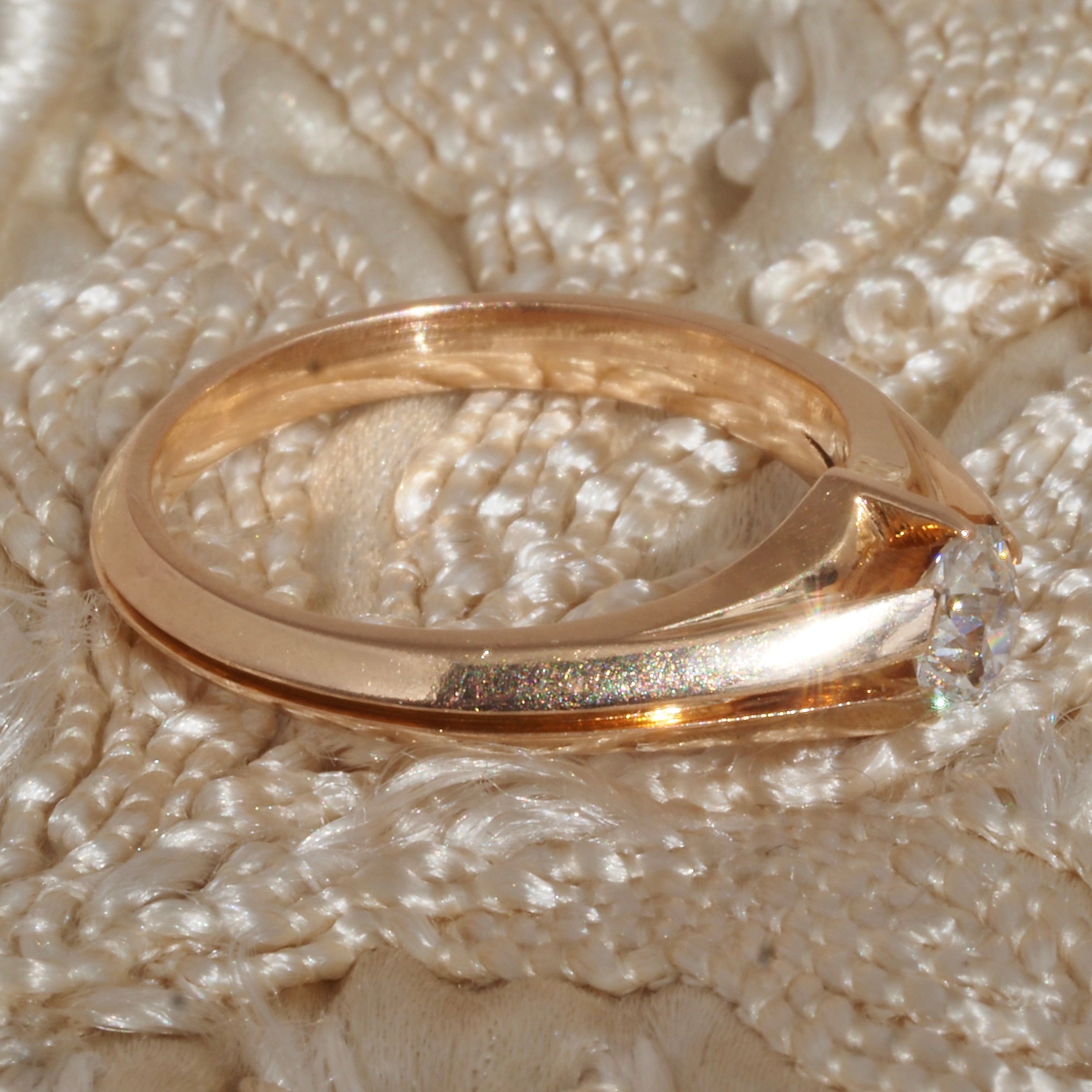 Antique Art Nouveau Old Mine Cut Diamond 18k Gold Engagement Ring